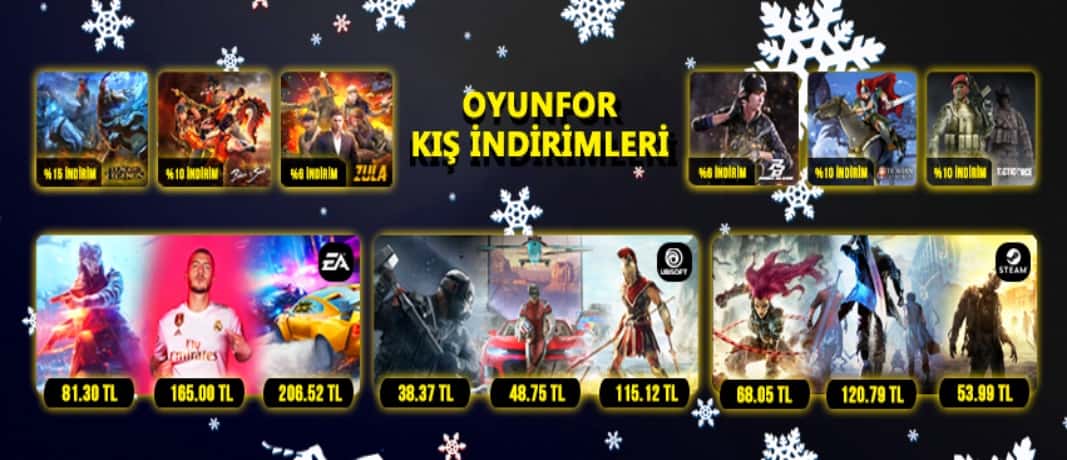 En Popüler Oyunlarda % 90'a Varan Kış İndirimleri Oyunfor'da!