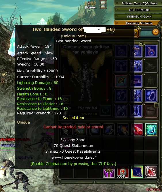Knight Online Agartha sell ms 8 warior