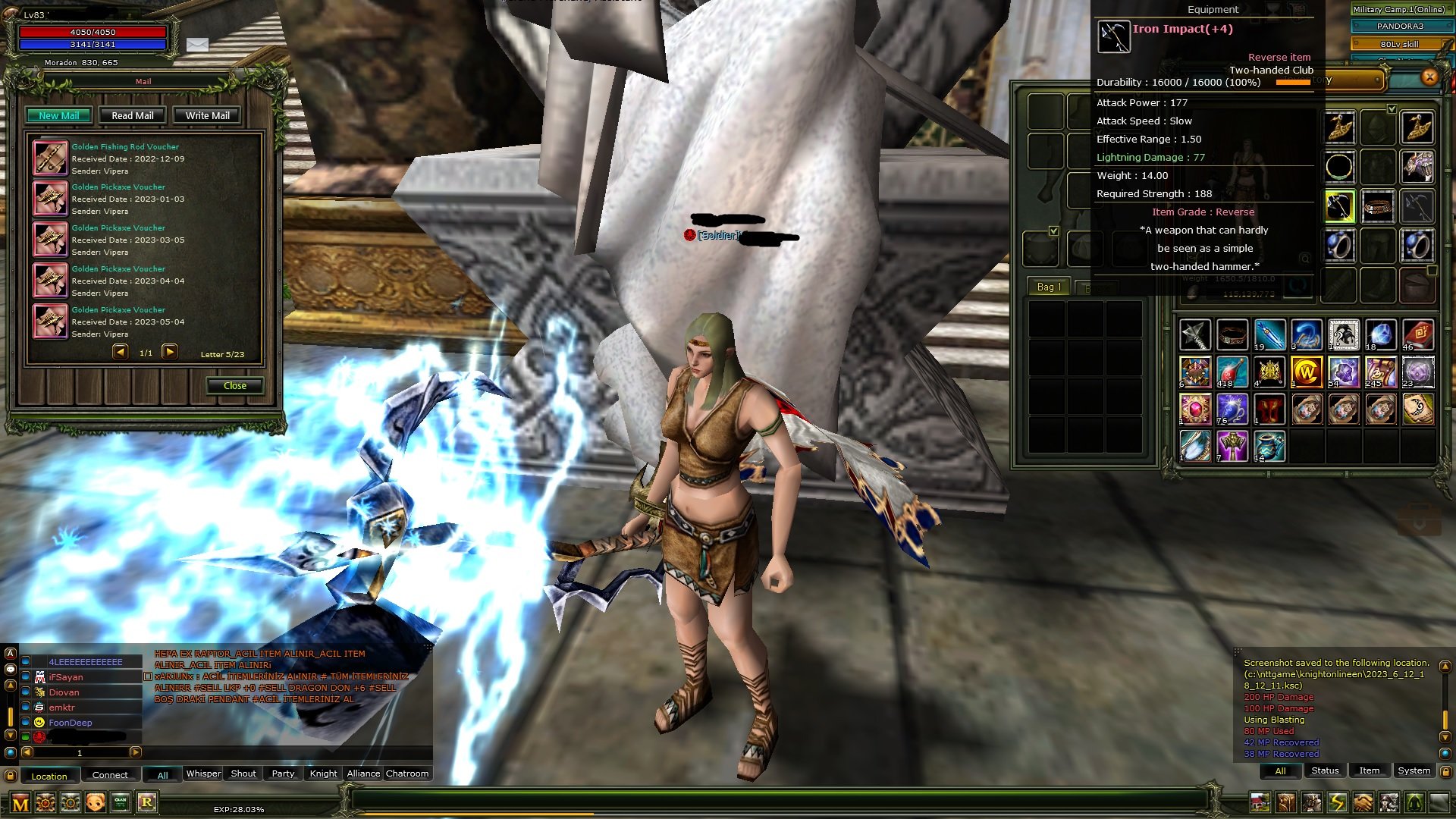 Knight Online Pandora 83 LWL STR PRİEST 4REB İİ DUAL OLD ROC OLD SKE