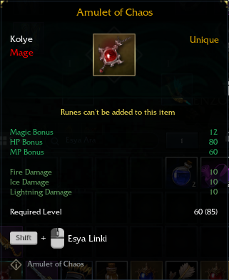 AMULET OF CHAOS TAZE VE EN UYGUN