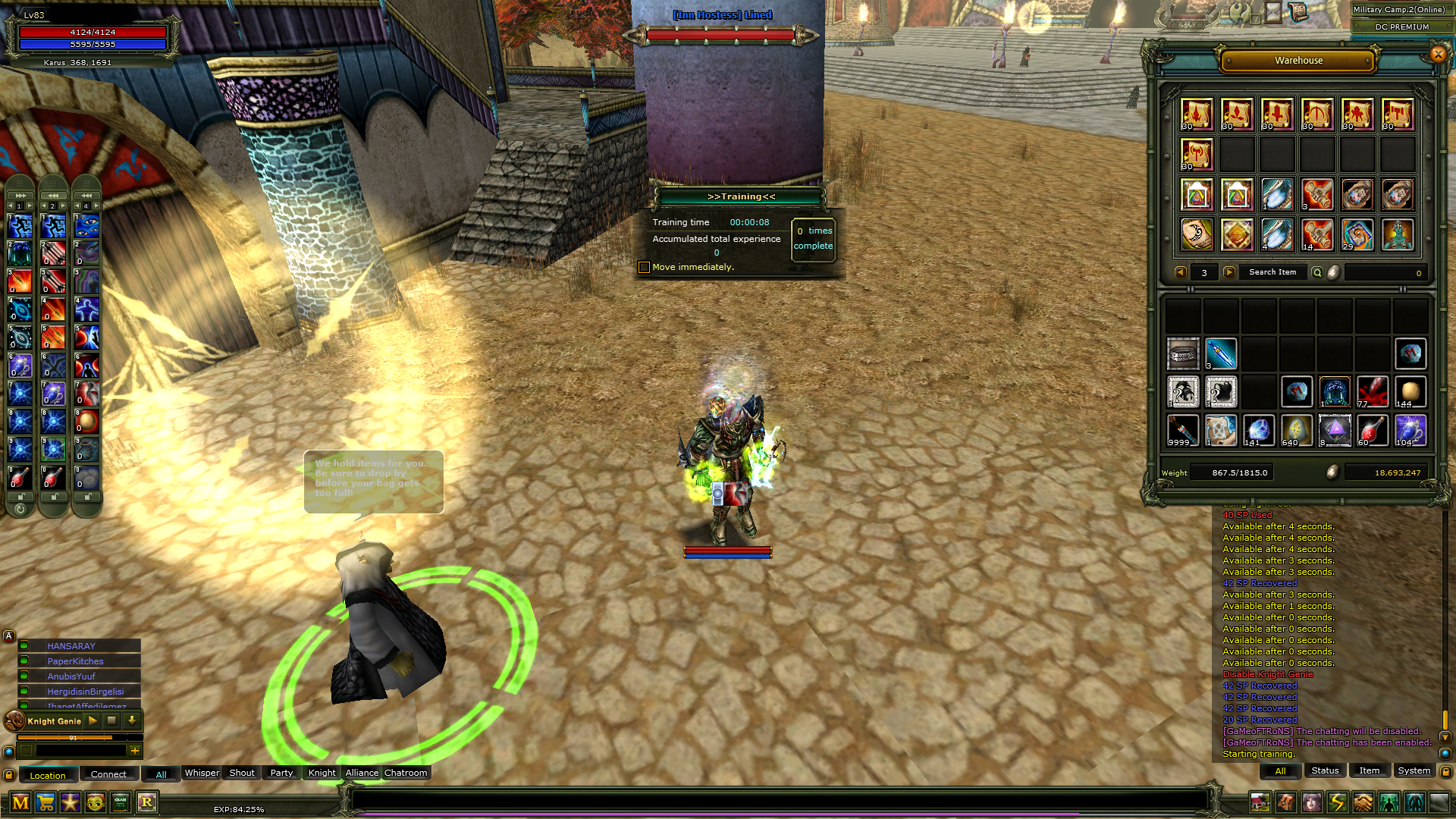 83/6-- 8 REB quest bow-yüzde 100 karus rogue 100 def