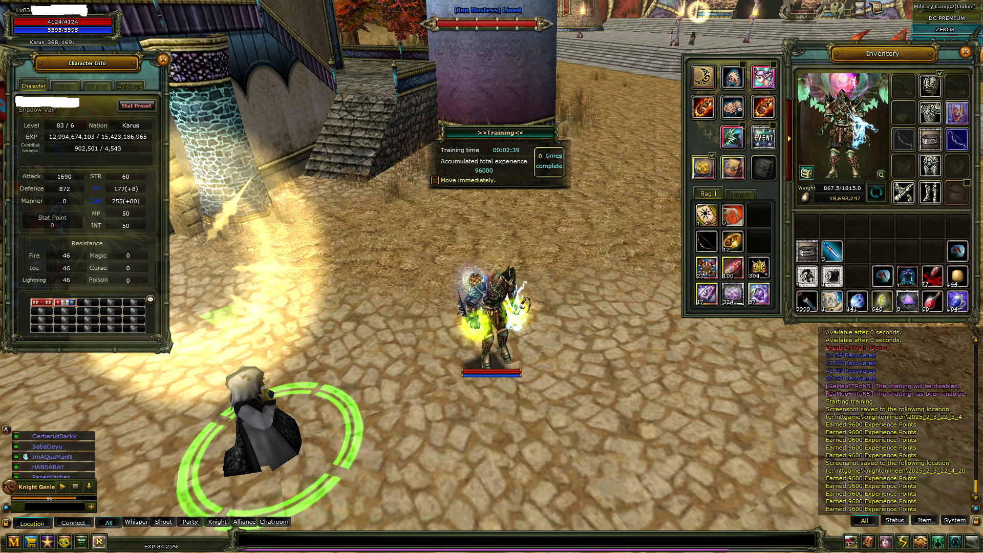 83/6-- 8 REB quest bow-yüzde 100 karus rogue 100 def