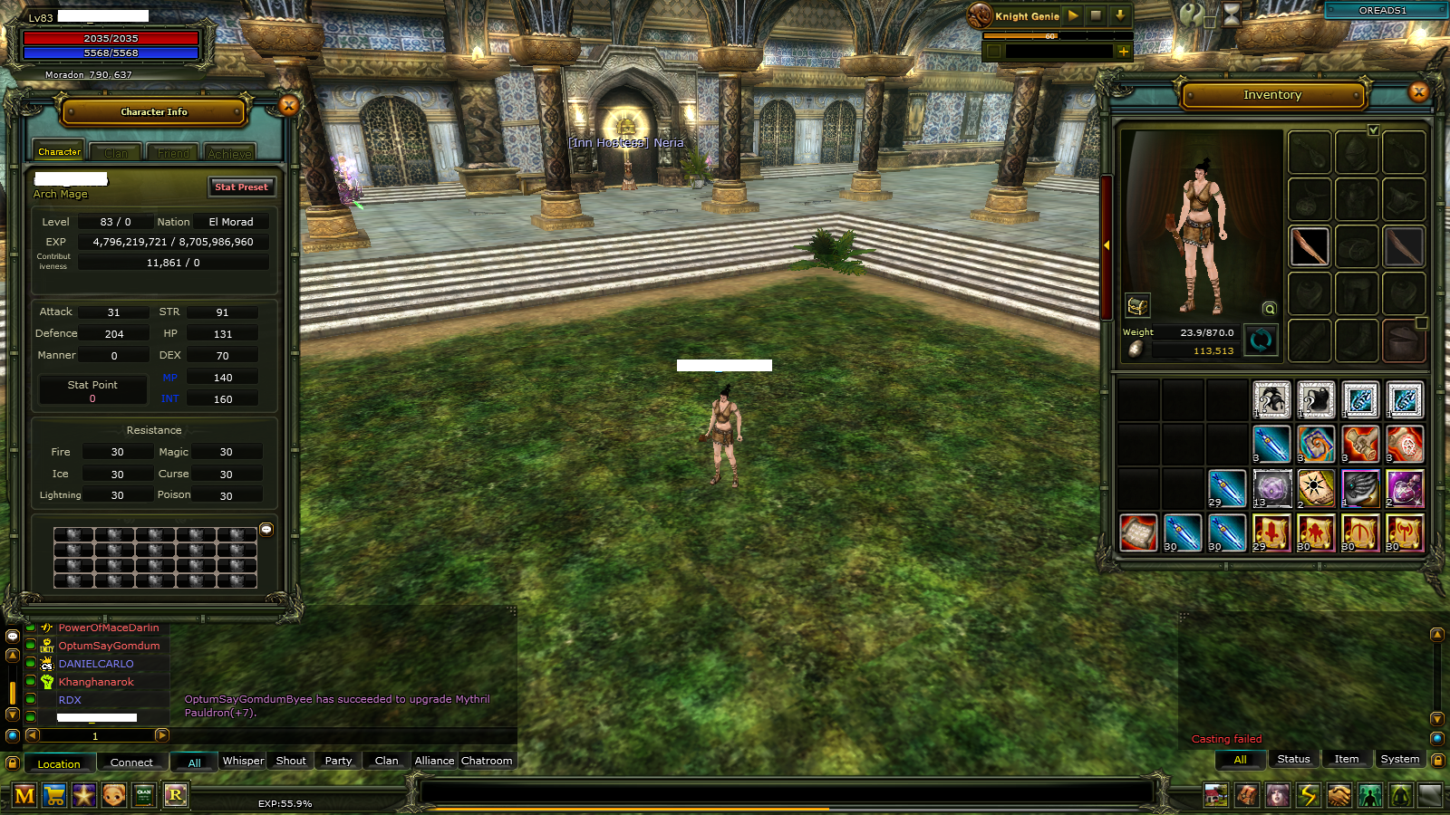 OZEL NICKLI //// 83 LEVEL % 55 HUMAN MAGE // OREADS // GRAND MASTER ACIK