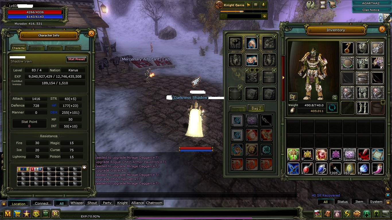 83/5 Karus rogue / 6 dex açık / np li