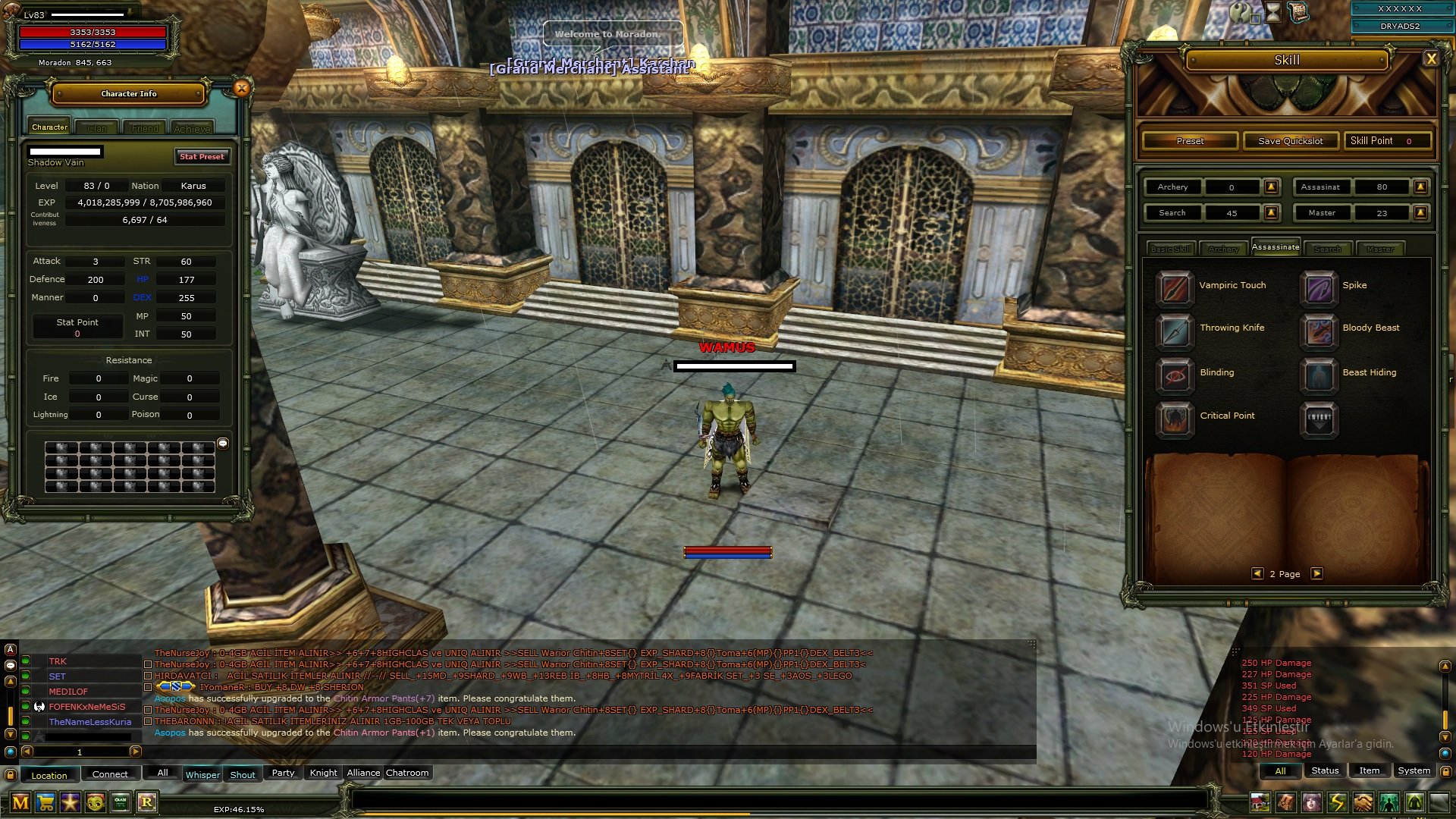 SATILIK KARUS 83 ROGUE 75 PRİEST DRYADS