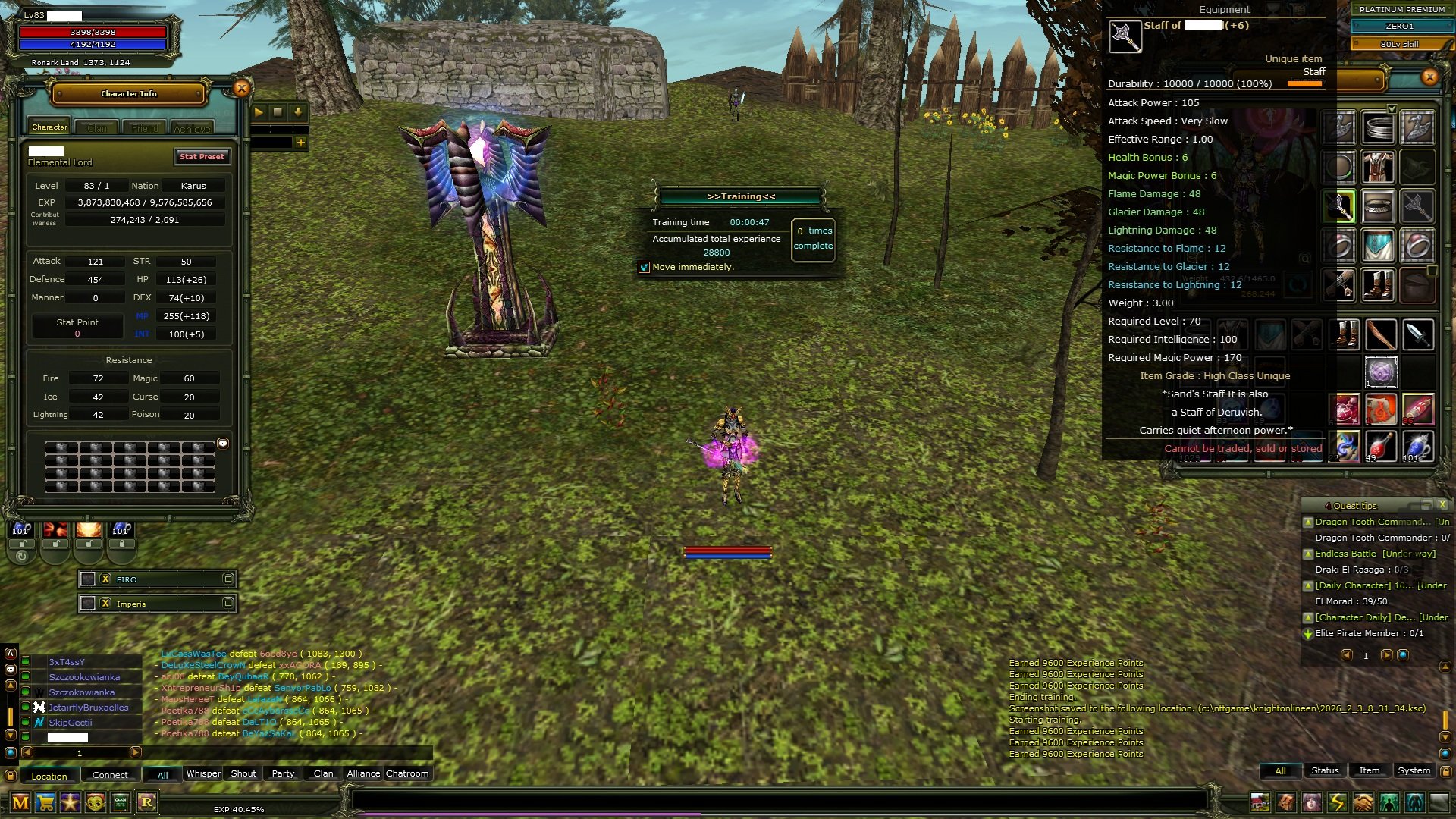 83 LVL 6 QUEST STAFF 7 QUEST BOW