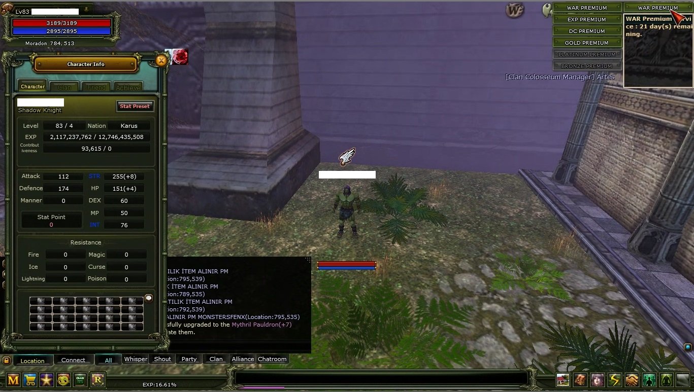 Karus Priest 83/4 - 7 Trial set (hp) - 7 Trial set (int) - 7 Quest Shield - 21gün Pre