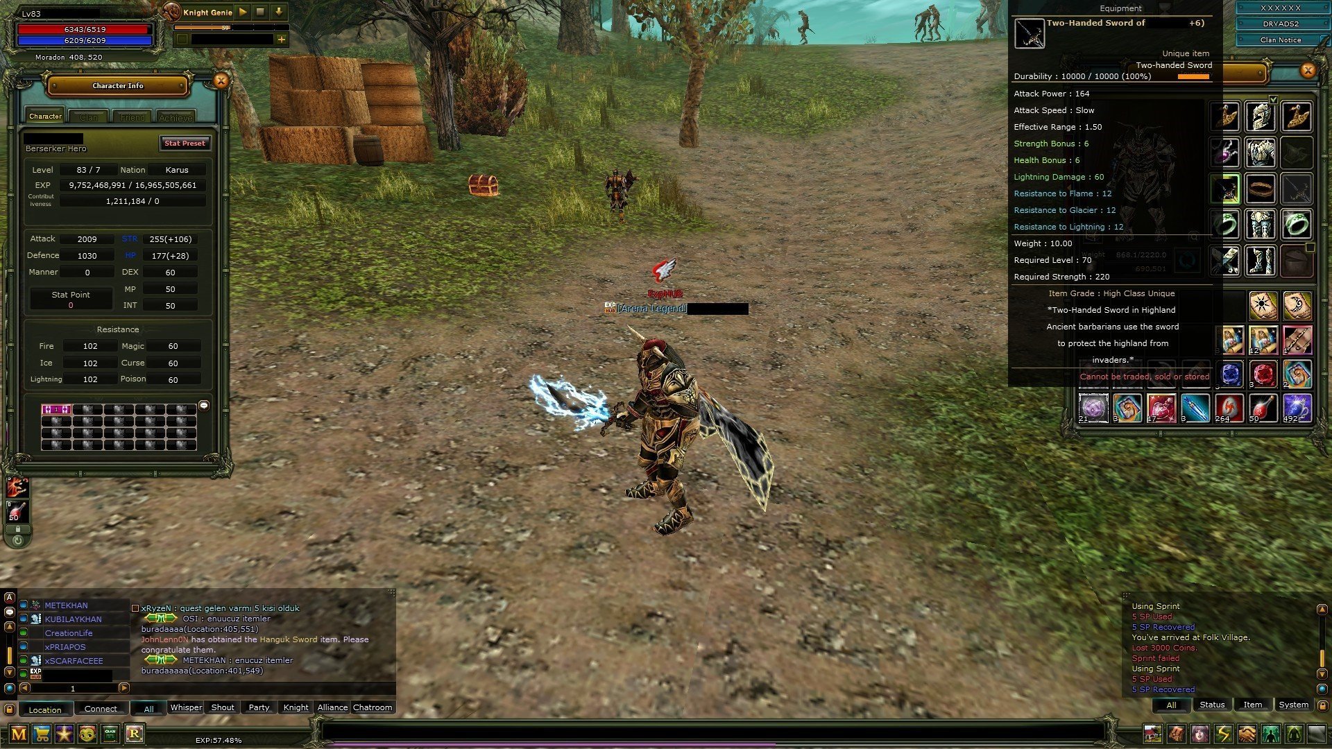 83/7 Karus Warrior - 1.2 milyon NP - 100 Def - 9 Str