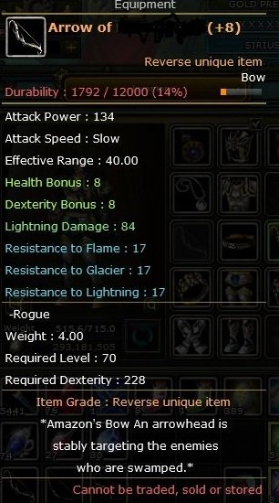 ROGUE K 83 4 , 8 QUEST BOW , İTEMLİ , 100 DEF