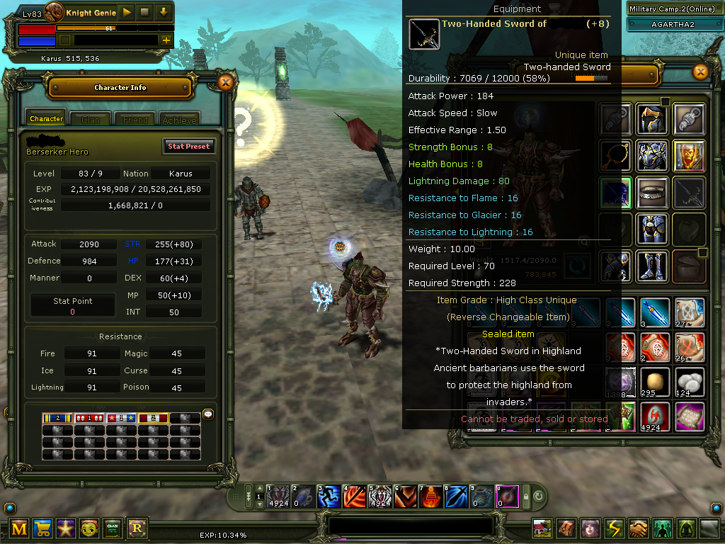 83/9 Warrior 8 Quest MS / 9 STR 100 DEF / Minark ta 4 çar daha var