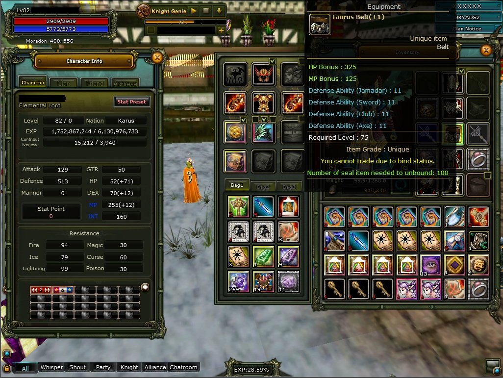 7 Quest Staff | 1 Taurus Pendant | 1 Taurus Belt | UTC Mage