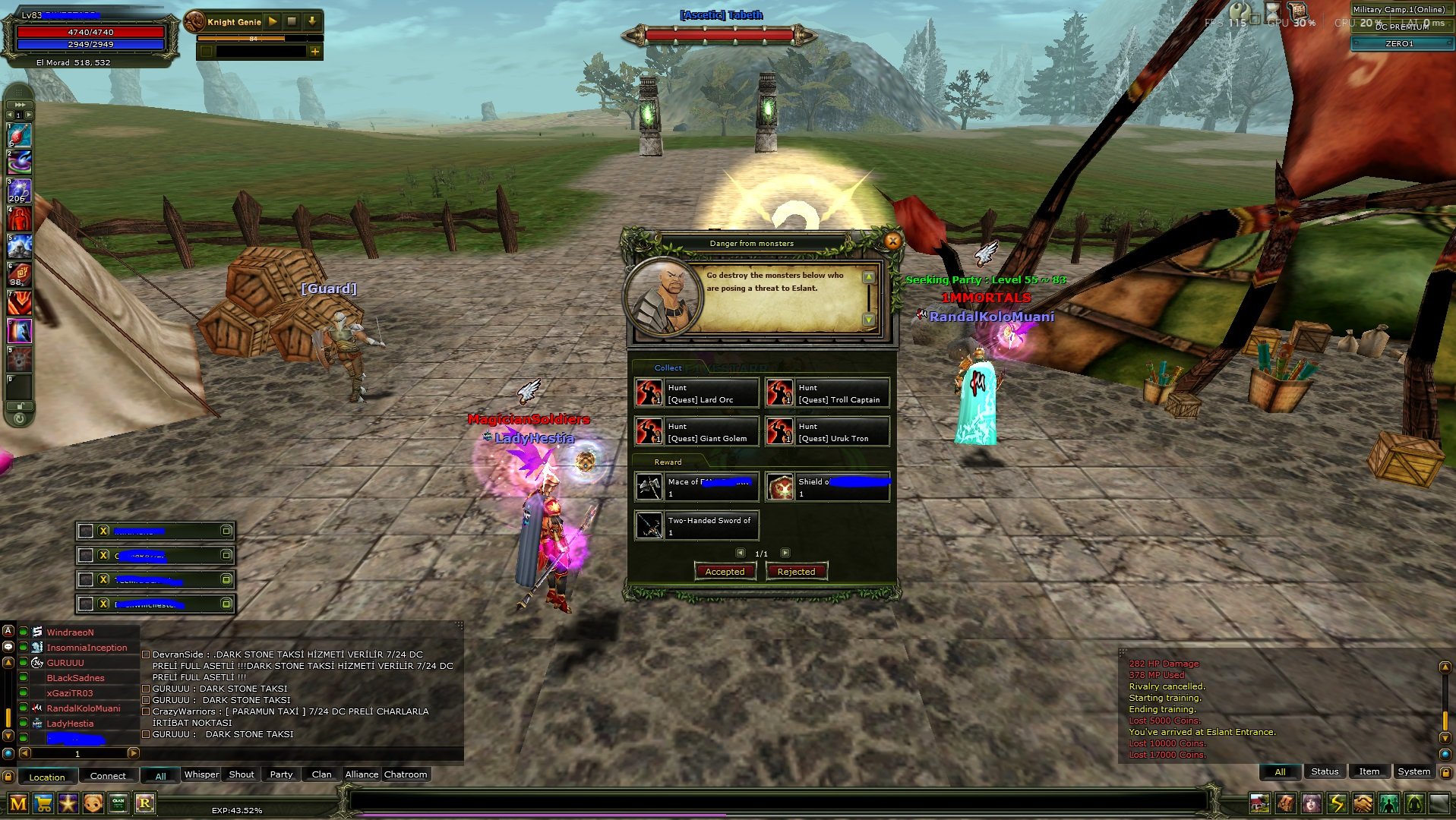 83/4 Quest Görevi Duruyor. 90 Defli 1.220 M NP BP