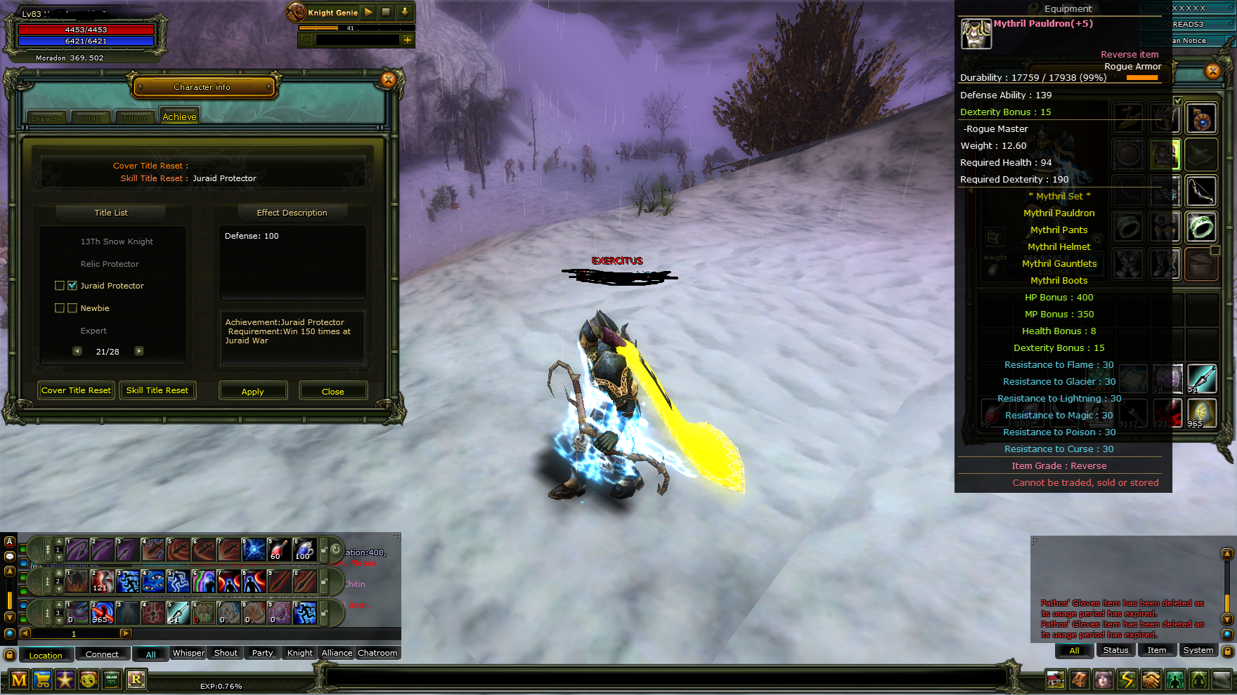 8 MİTHRİLLİ VE 7 FLAME SHARD 7 QUEST BOW 83 100 DEFLİ HAZIR KARUS ROGUE