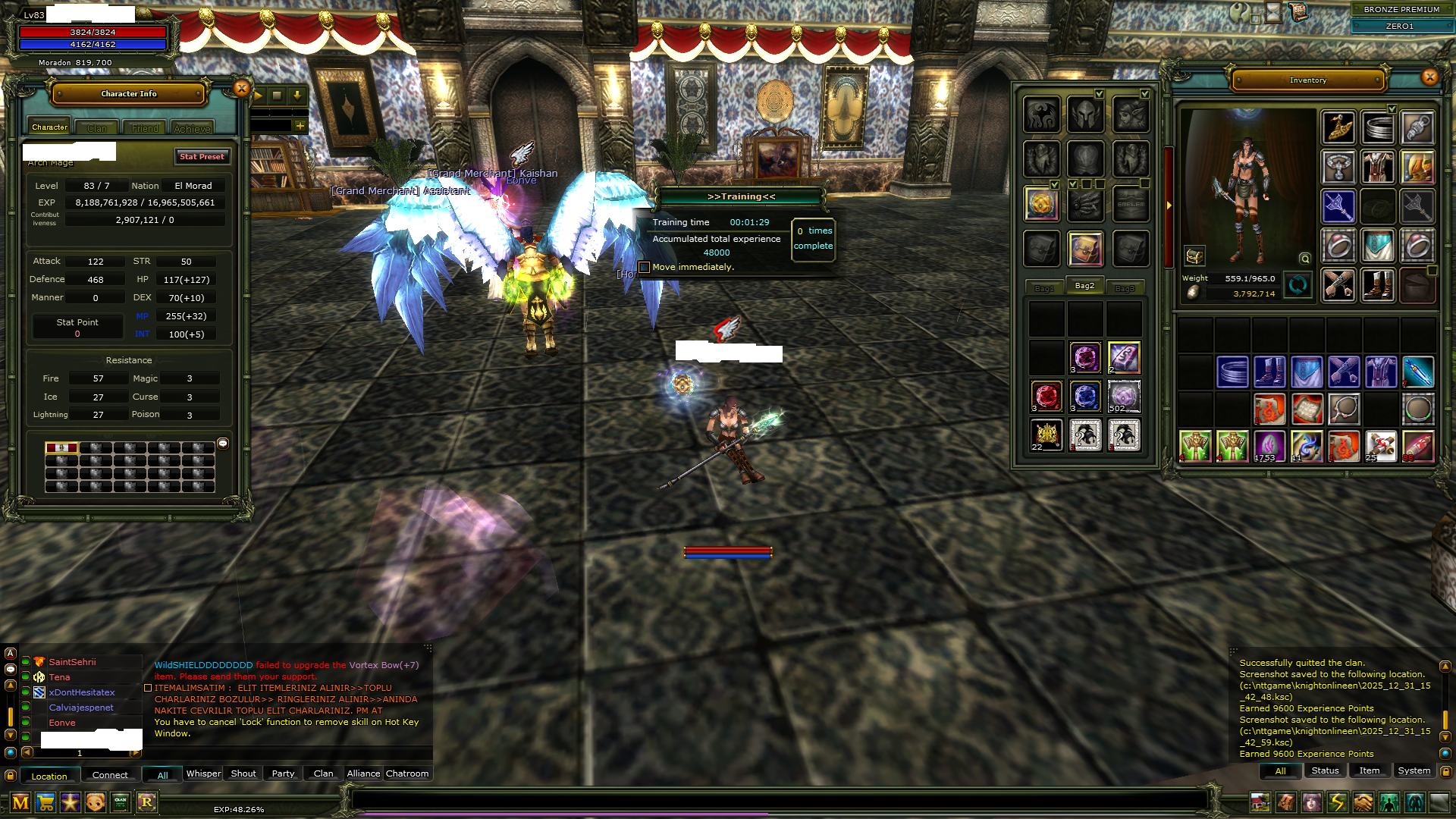 83/7 7 QUESTLİ 2.9 M NPLİ HUMAN MAGE 100 def 90 def mevcuttur.