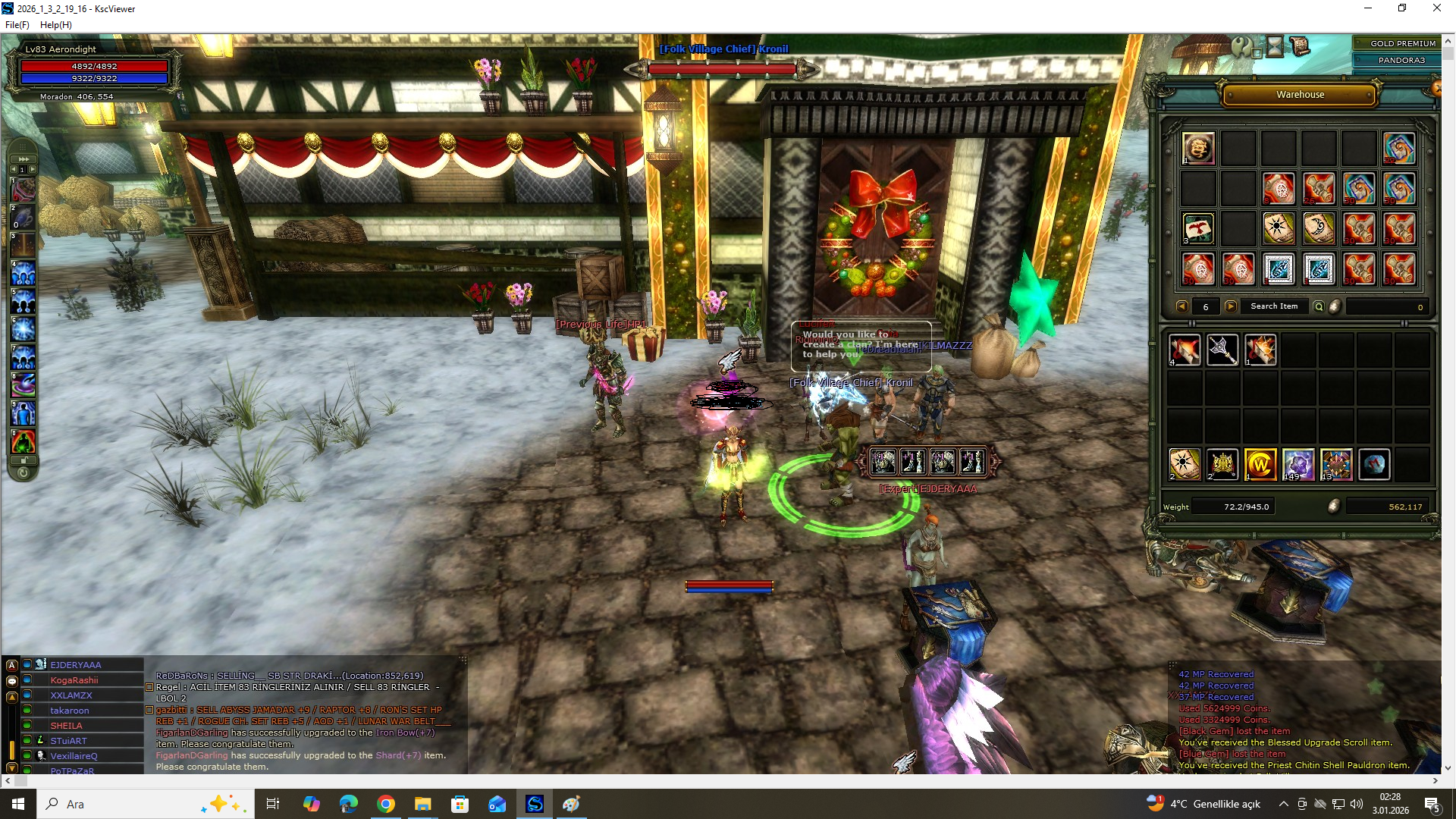 83/1 HUMAN PRIEST % 70 EXP ÇOGU GÖREV DURUYOR PUSLU