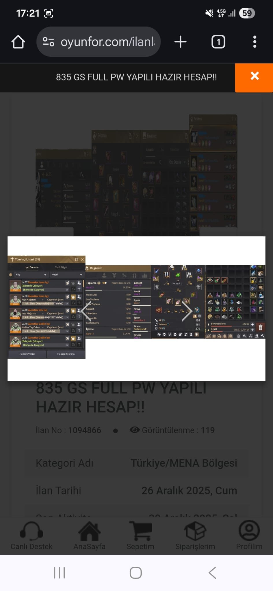 384 ap 453 dp 835 GS Dolu Hesap