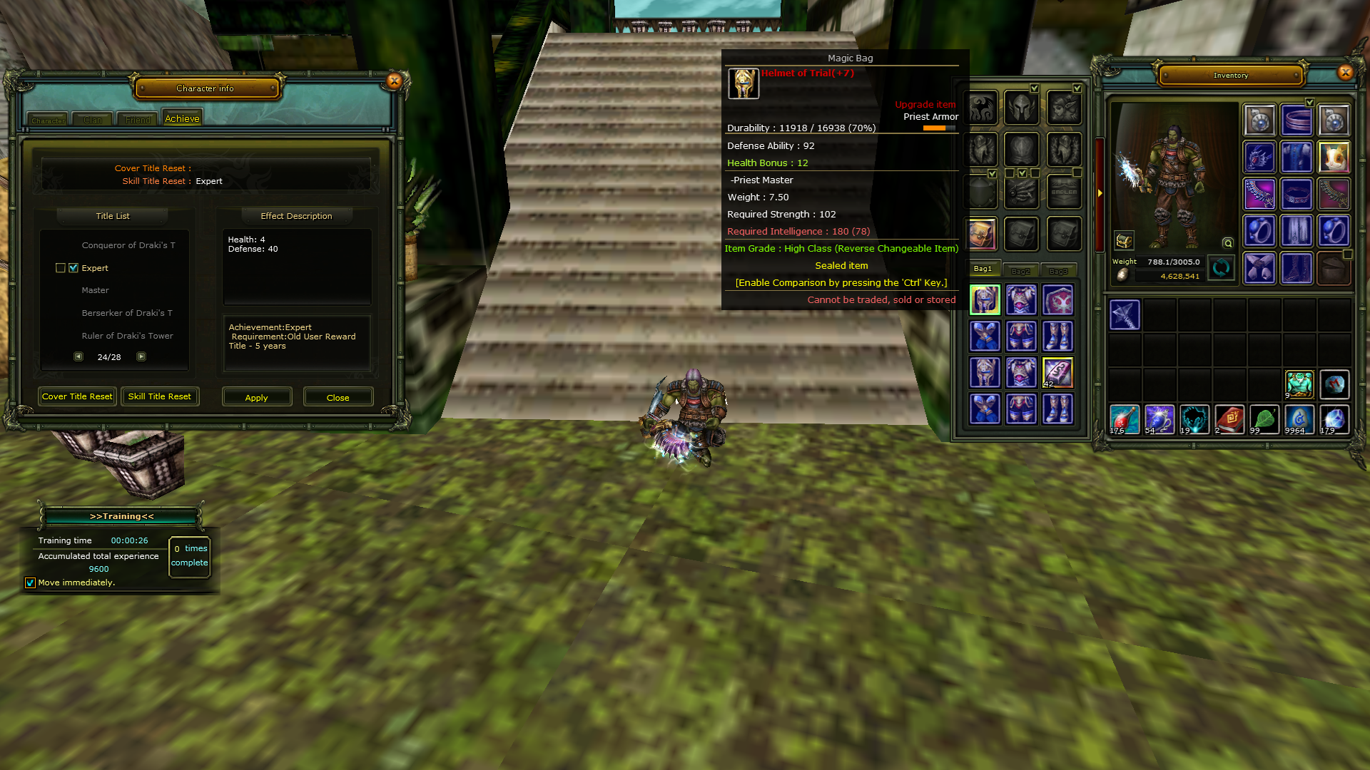 83/4 Karus Priest 7 Hp 7 Int Quest Trial Set 7 Quest Shield Account !