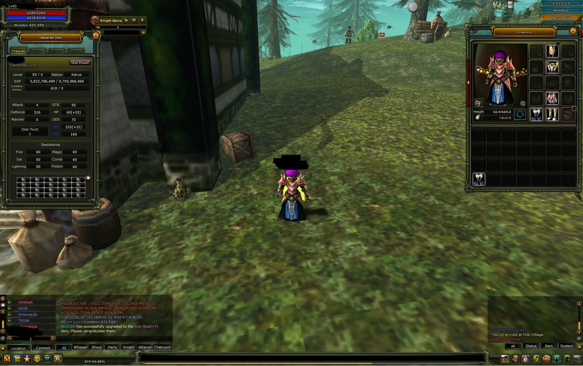 Minark 83 % 66 Karus mage - Golden star mevcut