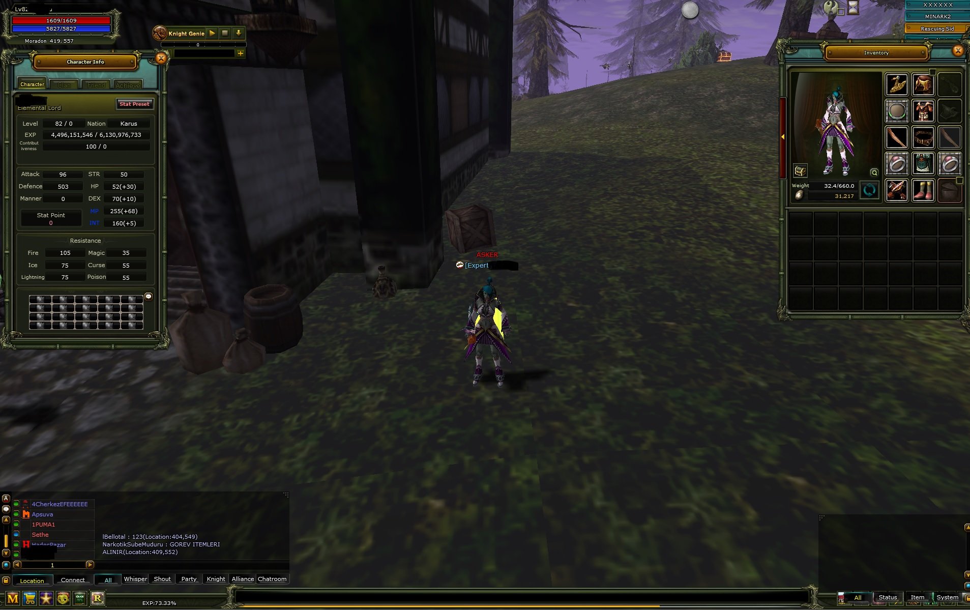 Minark 82 % 73 Karus Mage