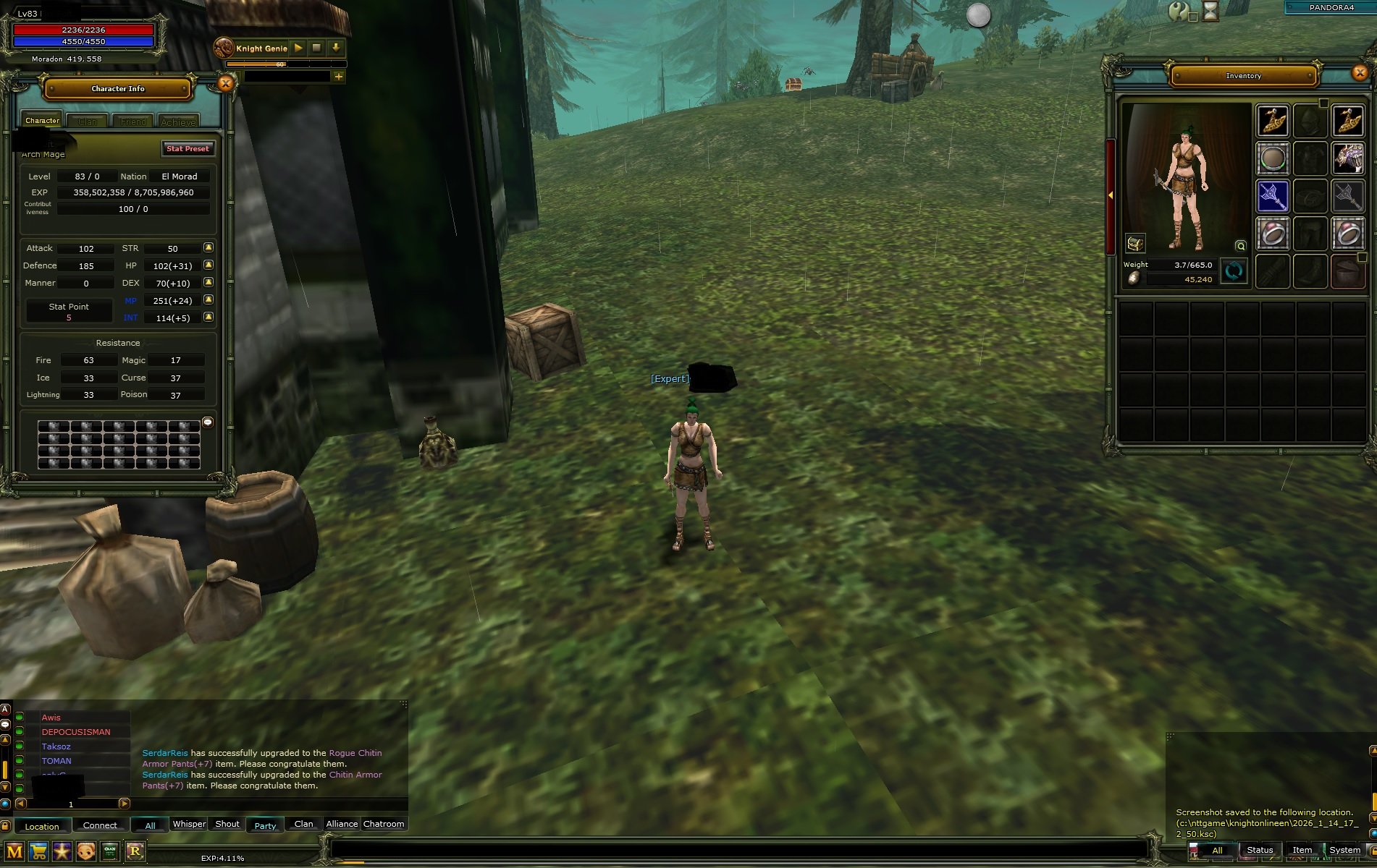 Pandora 83 Human Mage - 40 def acık-