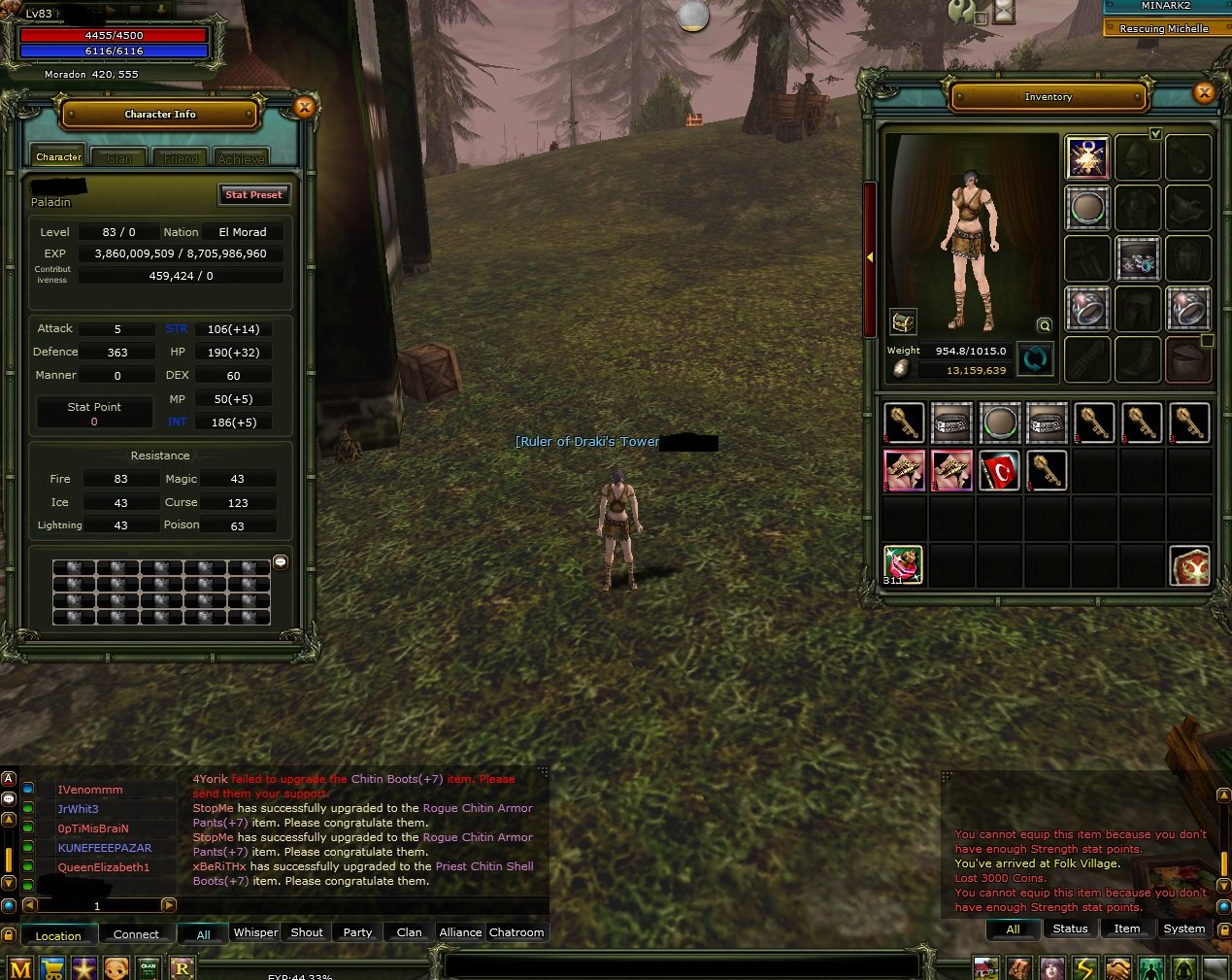 Minark 83 % 44 8 quest kalkan - 100 def --