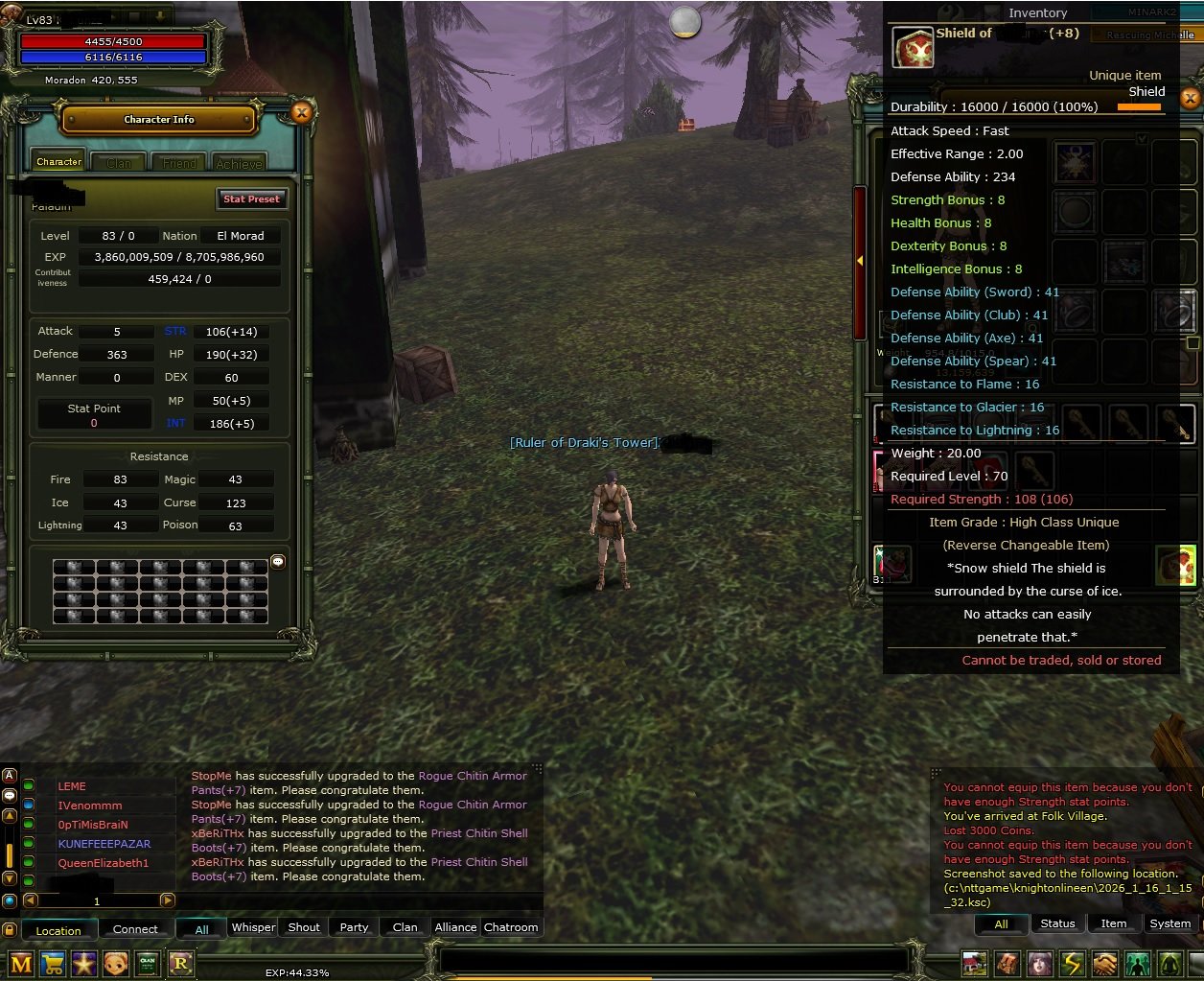 Minark 83 % 44 8 quest kalkan - 100 def --