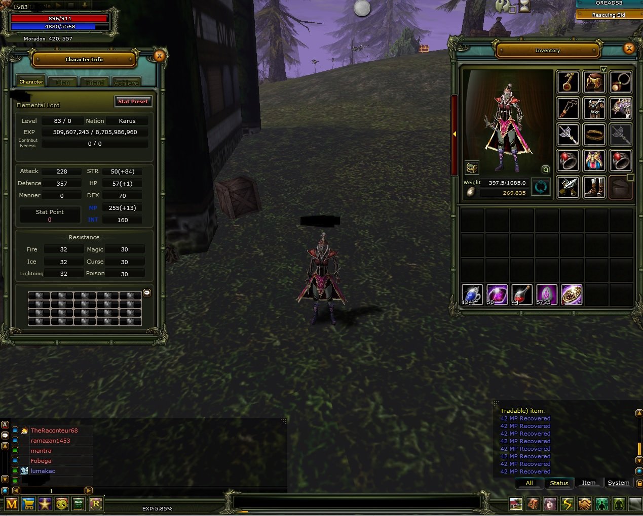 Oreads 83 % 5 karus mage