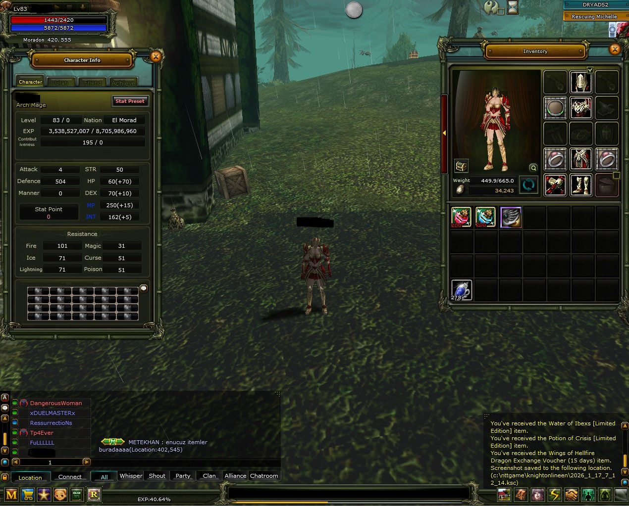 Dryads 83 % 40 Human mage - 40 def acık - full skil