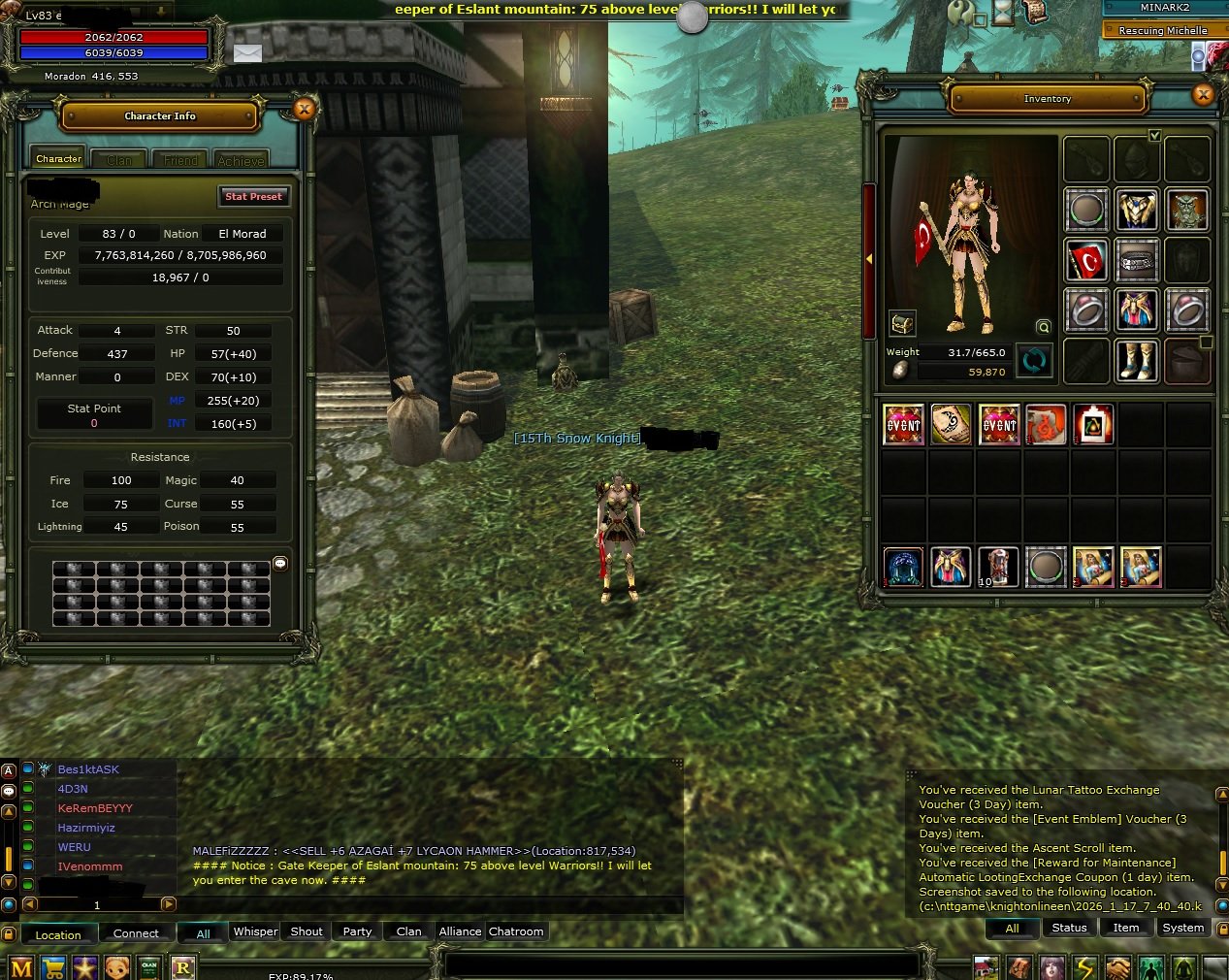 Minark 83 % 89 human mage - 40 def