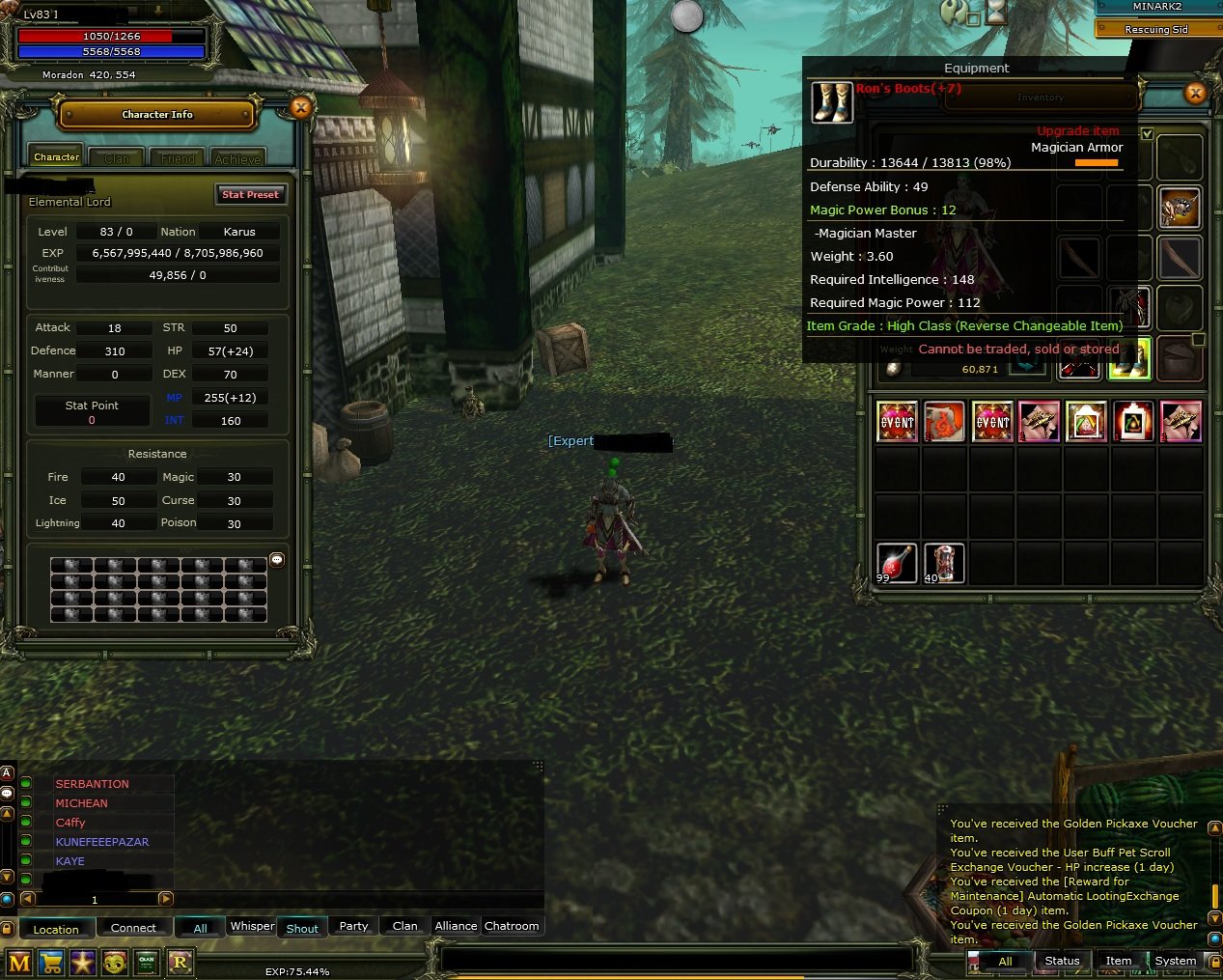 Minark 83 % 75 karus mage - 40 def acıktır.