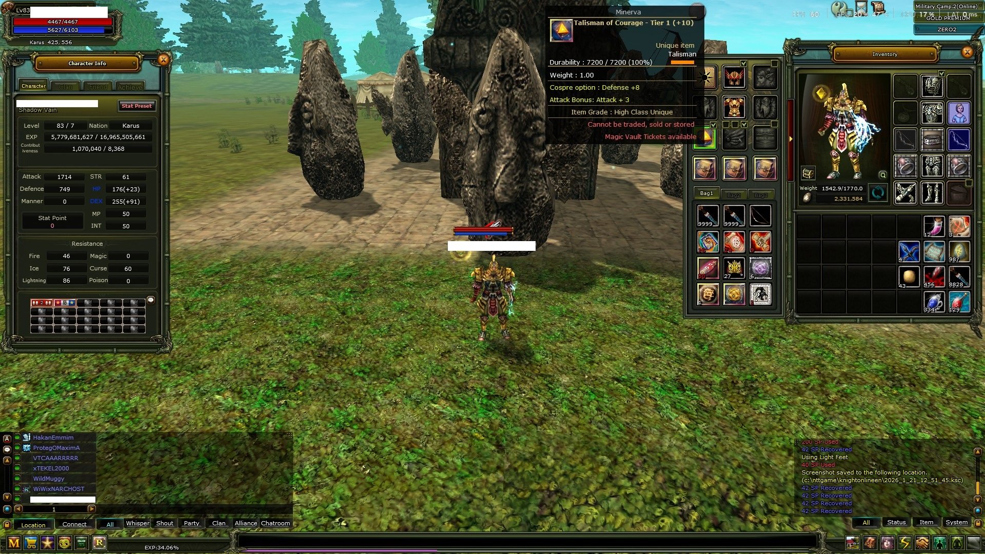 83/7 8 QUEST BOW KARUS OKÇU 1M 58K NP 100DEF 5 DEX 10 TALİSMAN