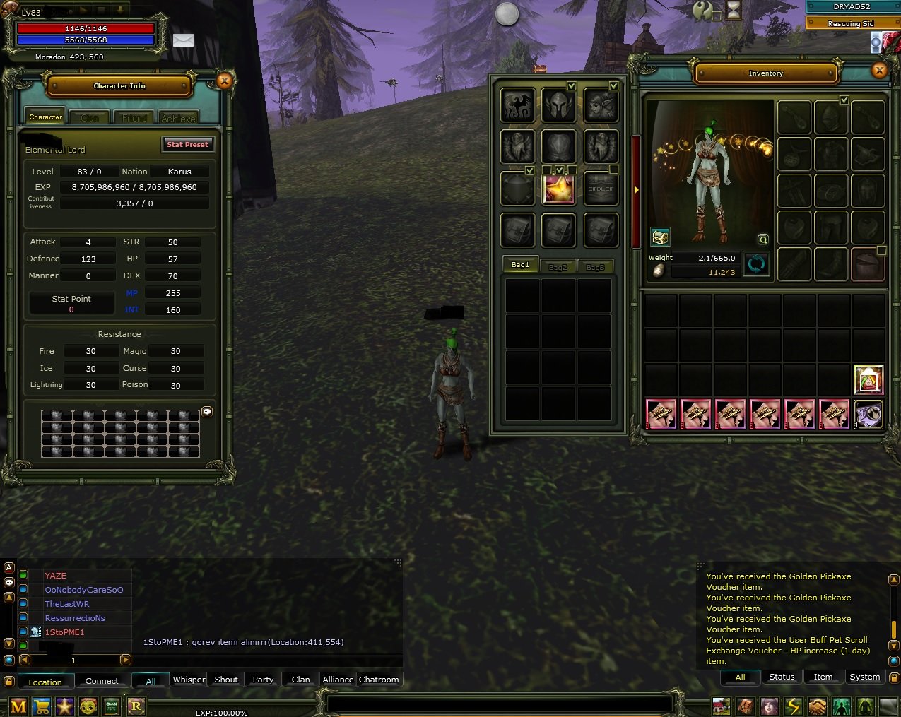 Dryads 83 % 100 Karus mage - 40 def - golden star