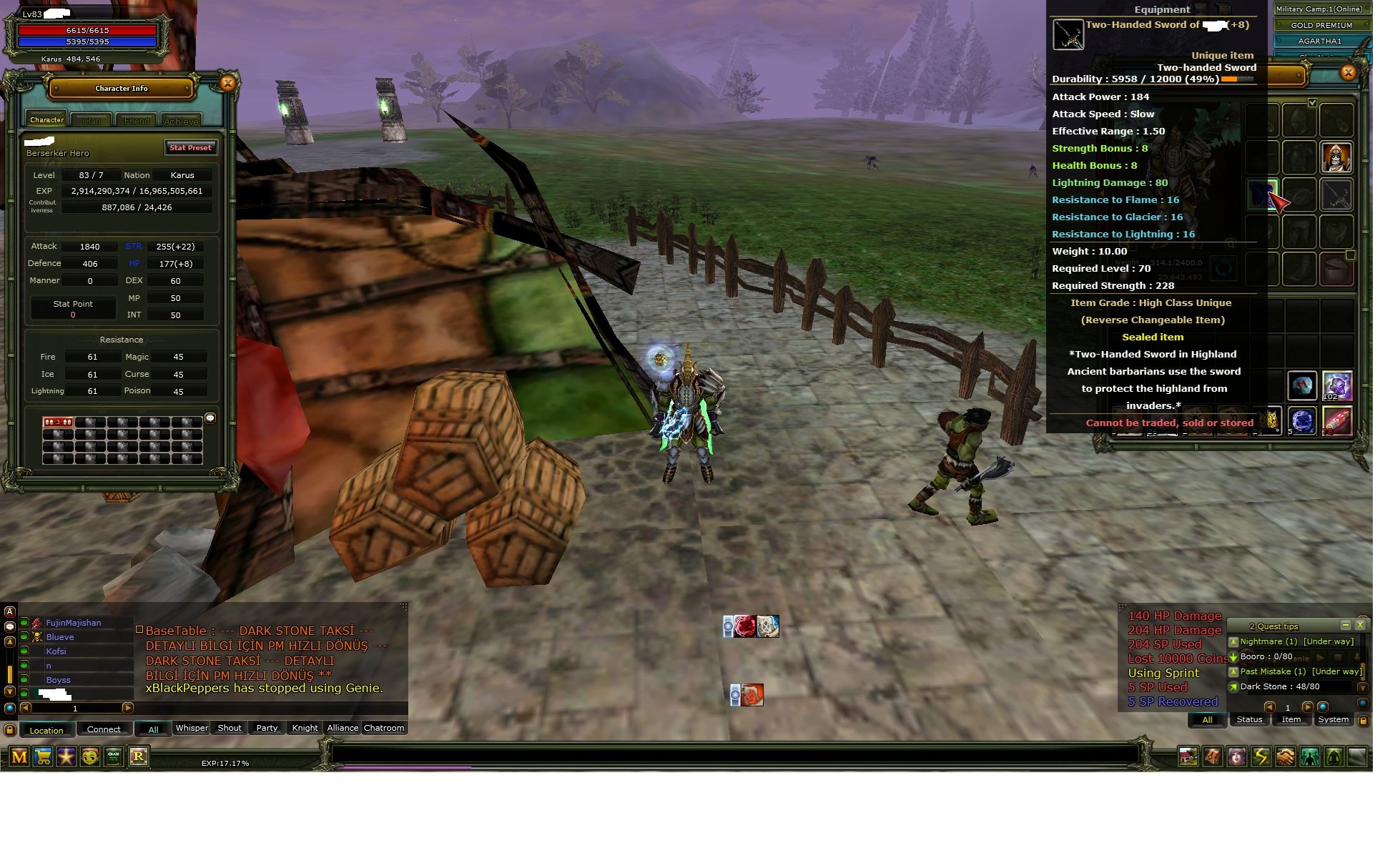 8 NO REB QUEST MSLİ 83/7 WARİOR YAN CHAR 7 QUEST BOWLU OKÇU