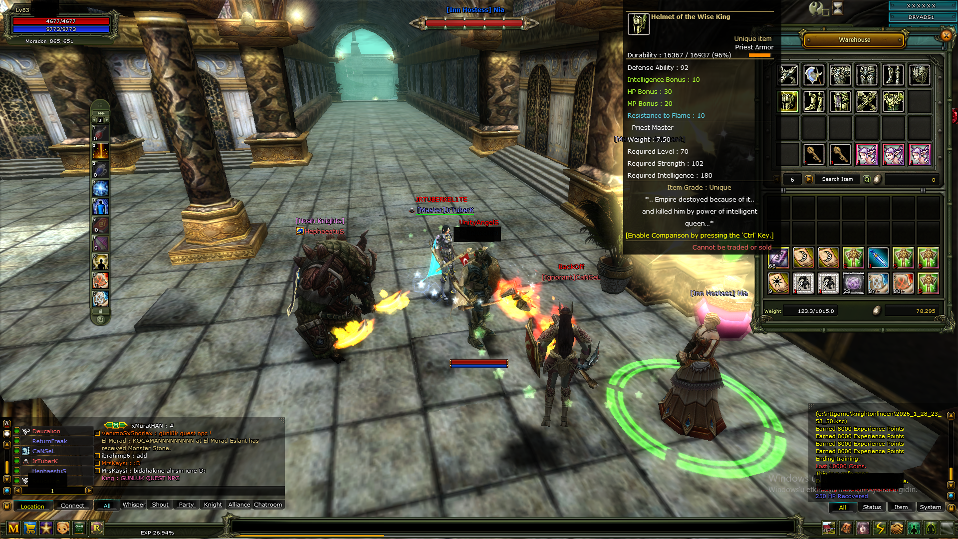 83 lvl priest 7 mace 7 kalkan