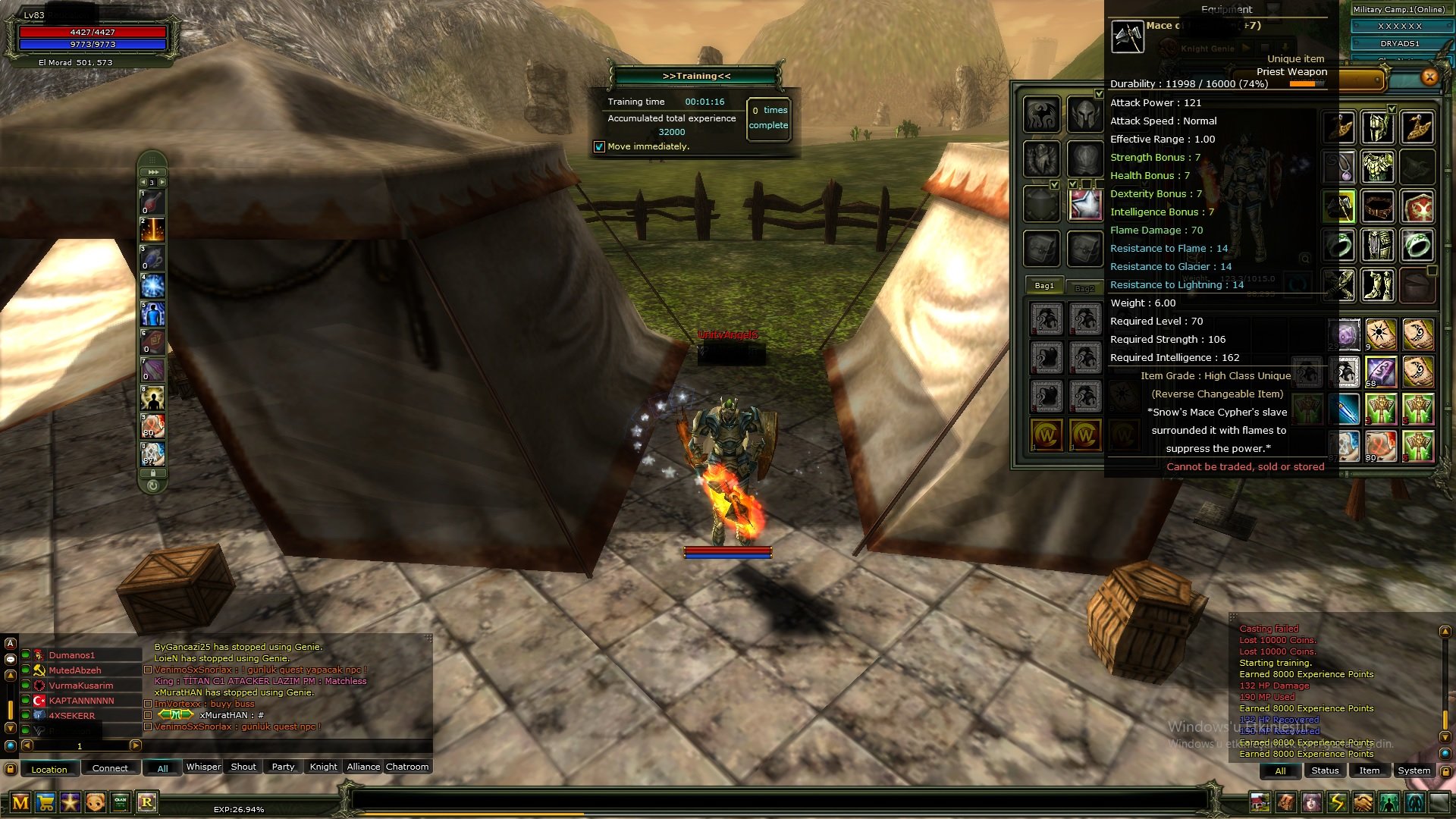 83 lvl priest 7 mace 7 kalkan