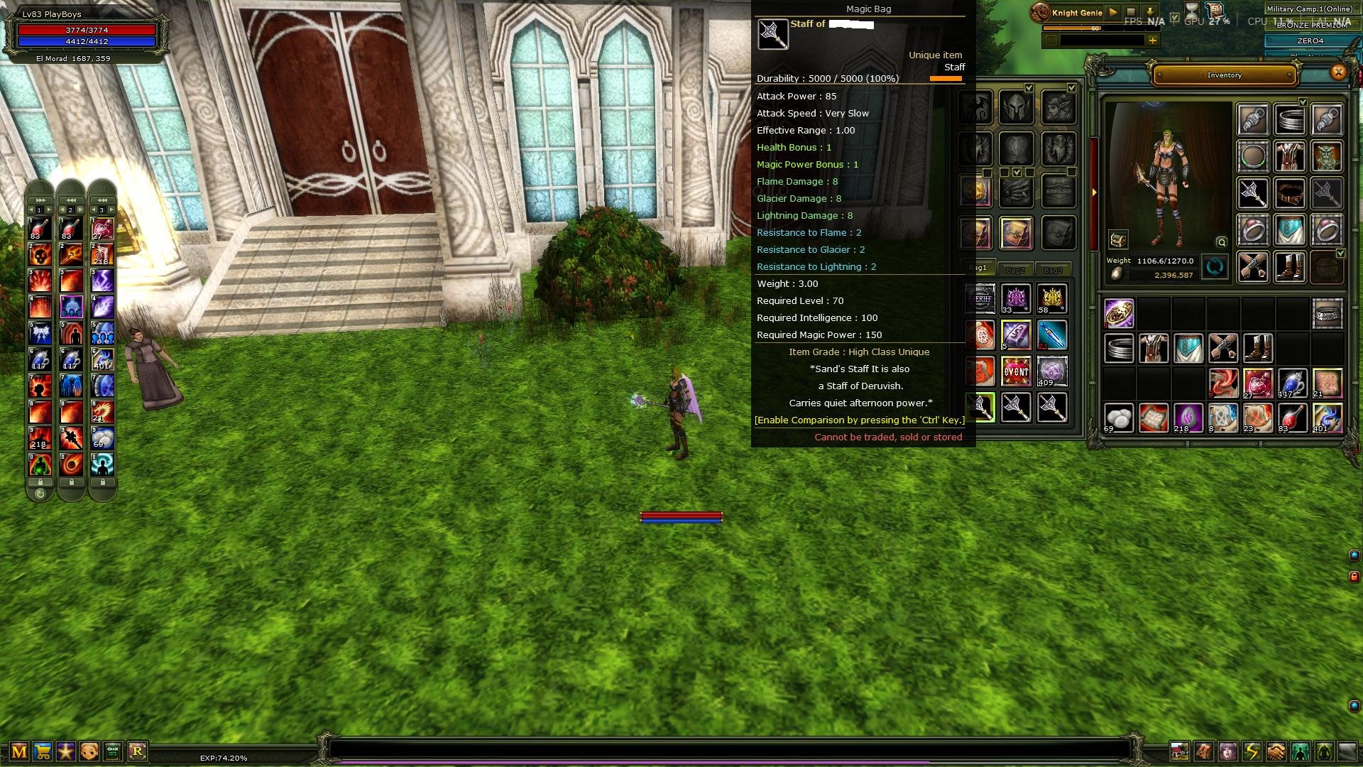 83/3 % 74 FR MAGE 7 QUESTLİ VE ÇANTADA 3 ADET 0 70 QUEST İTEM BULUNMAKTA