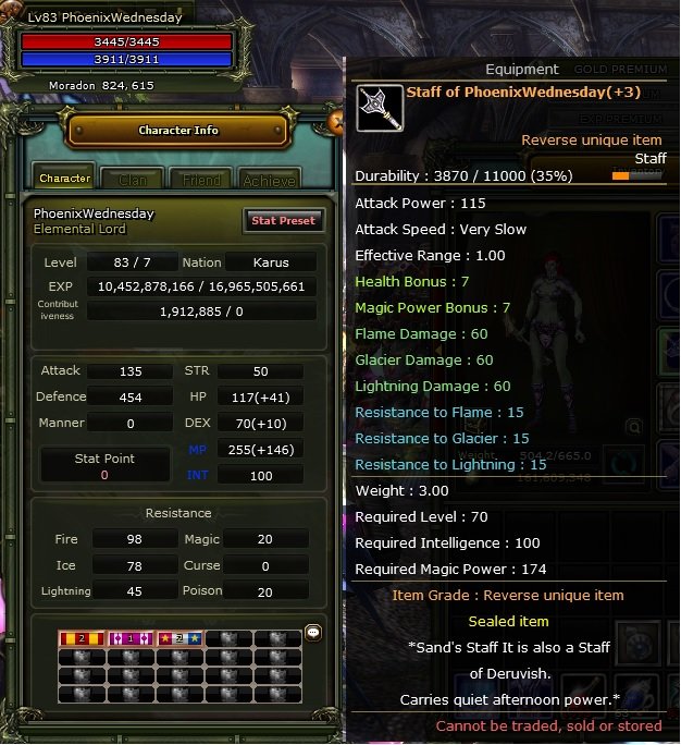 83/7 KARUS KADIN MAGE. 1.9M 3 REB QUEST STAFF 100 DEF / 10MP
