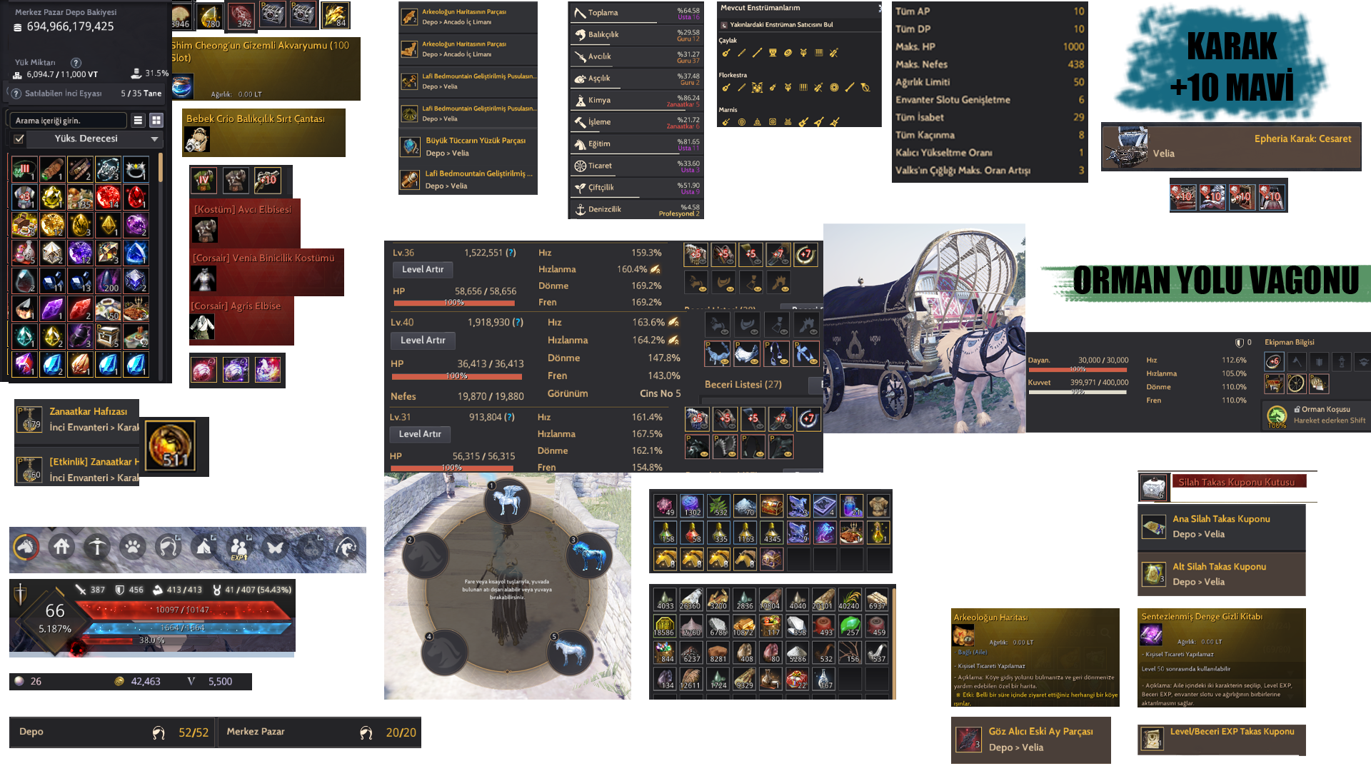 66/65/64 Lv – 700T – Full Peri, Full Pet, Karak 10 – Arkeolog Haritası