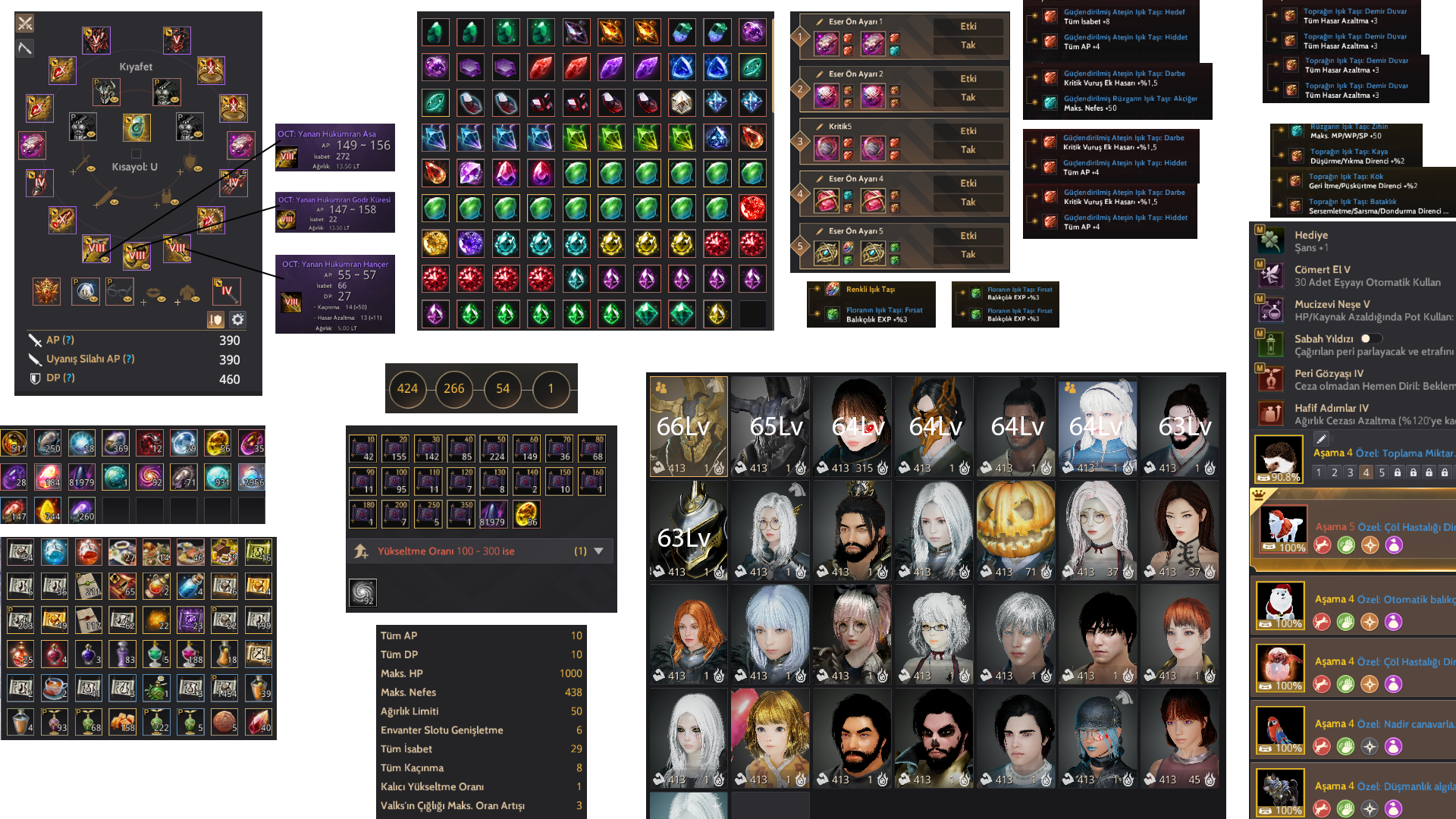 66/65/64 Lv – 700T – Full Peri, Full Pet, Karak 10 – Arkeolog Haritası