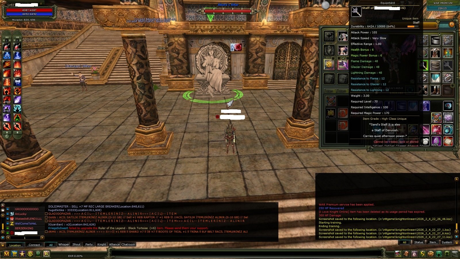 83/3 Full Görev 1.2M NP Lİ 100 DEF 90 DEF 6 Quest Stafflı Mage