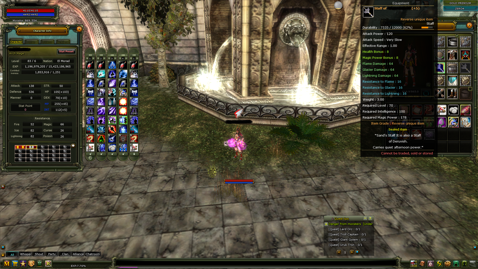 SELL 83/6 HUMAN MAGE 8 QUEST STAFF FULL PUS