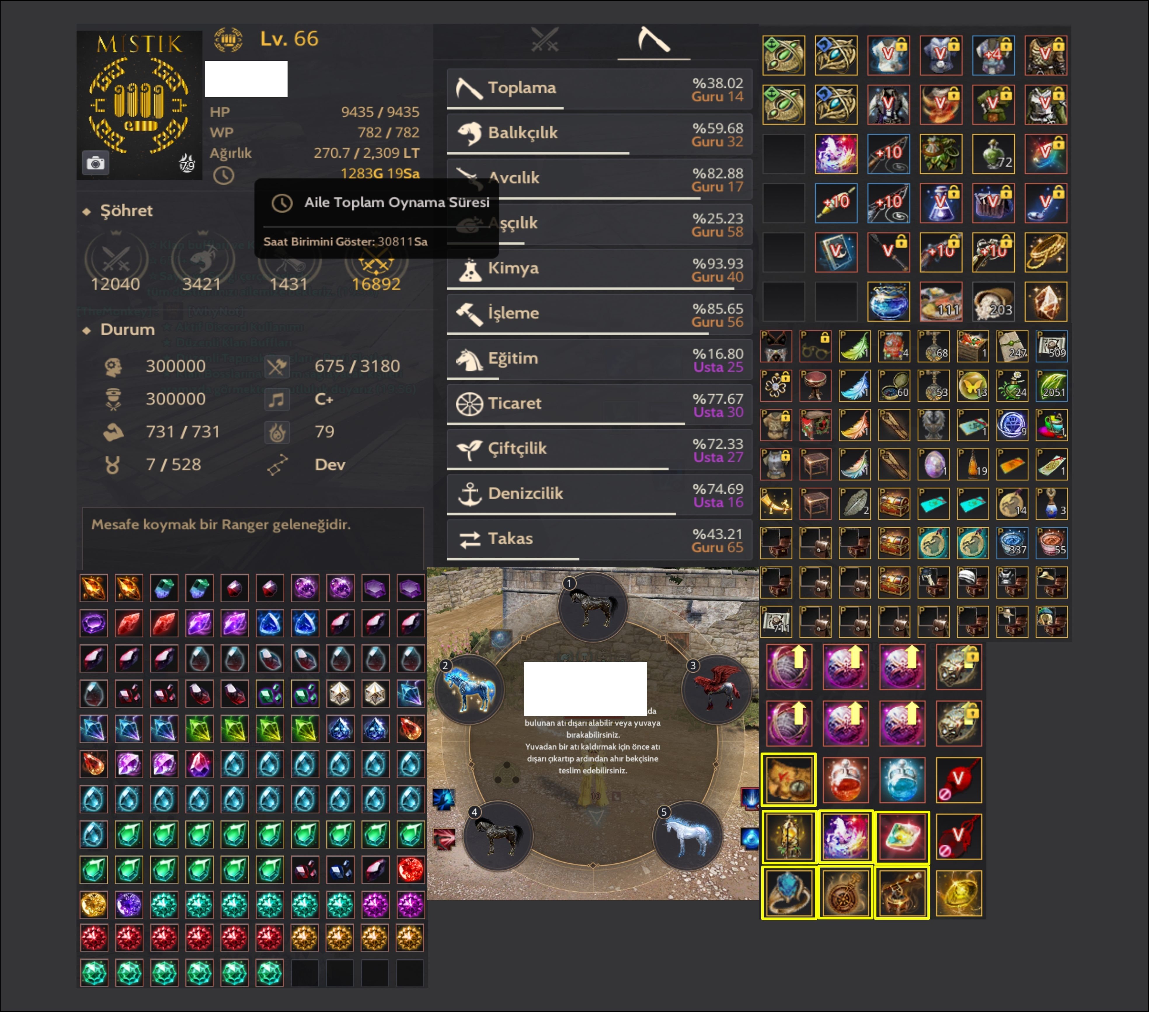 860GS Ebenruth Nolu Dahil Tüm Hazine Eşyaları GEAR LİFE FULL