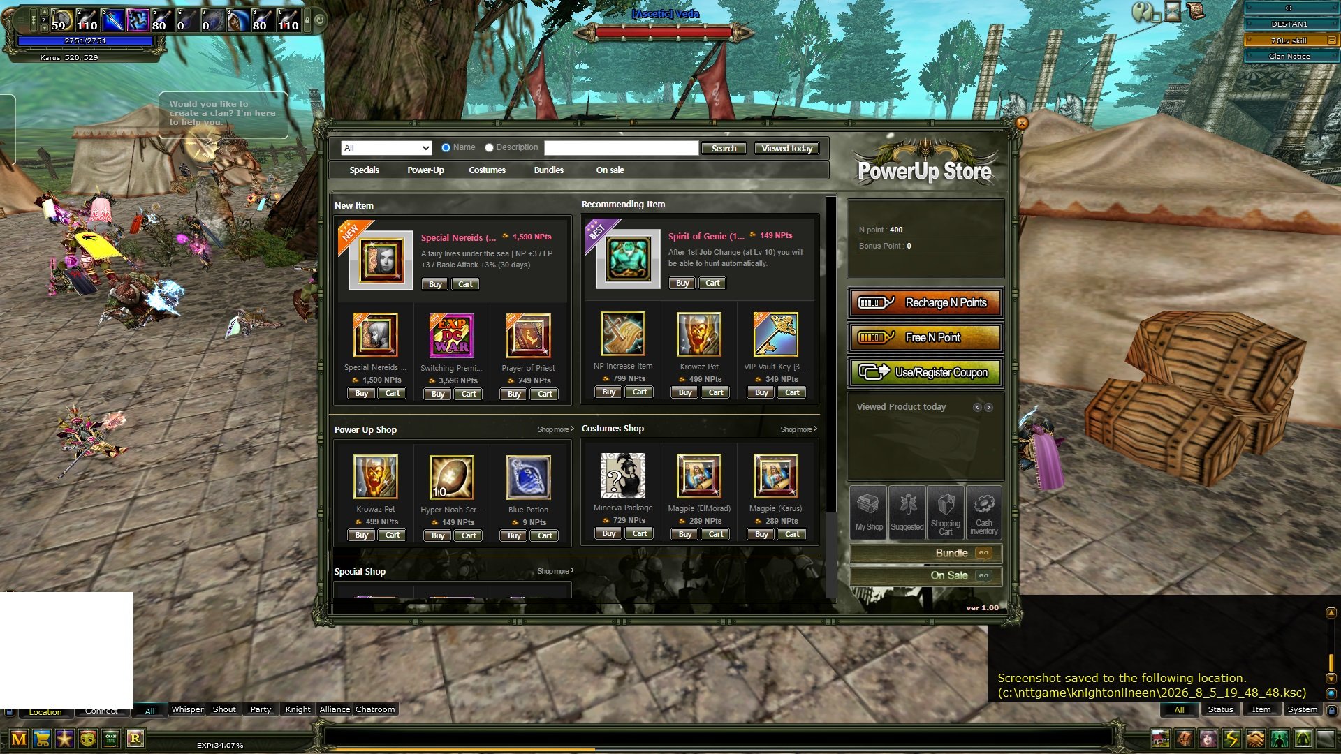 70 LVL 400 CASHLI ACCONT