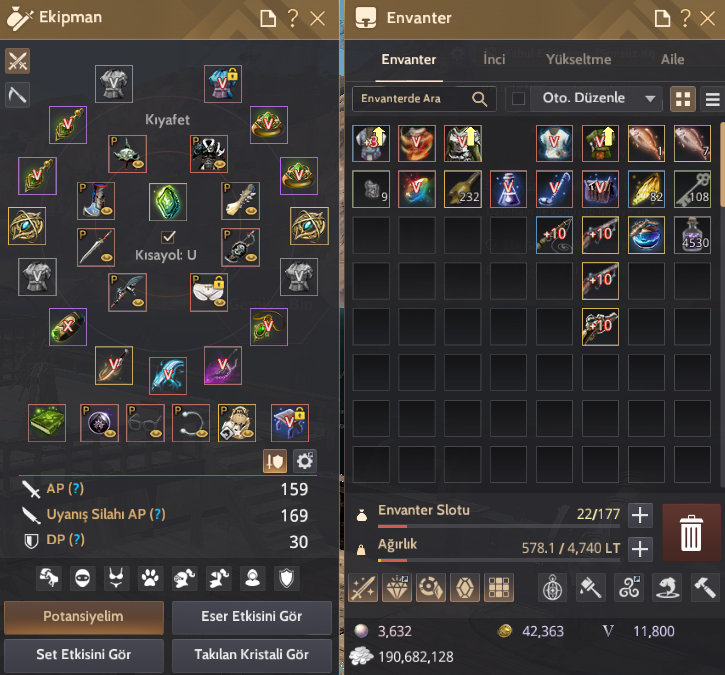 BDO Life hesabı [Dec (X) Preonne Kemer, Pen (V) Preonne takılar ve Pen Manoslar]