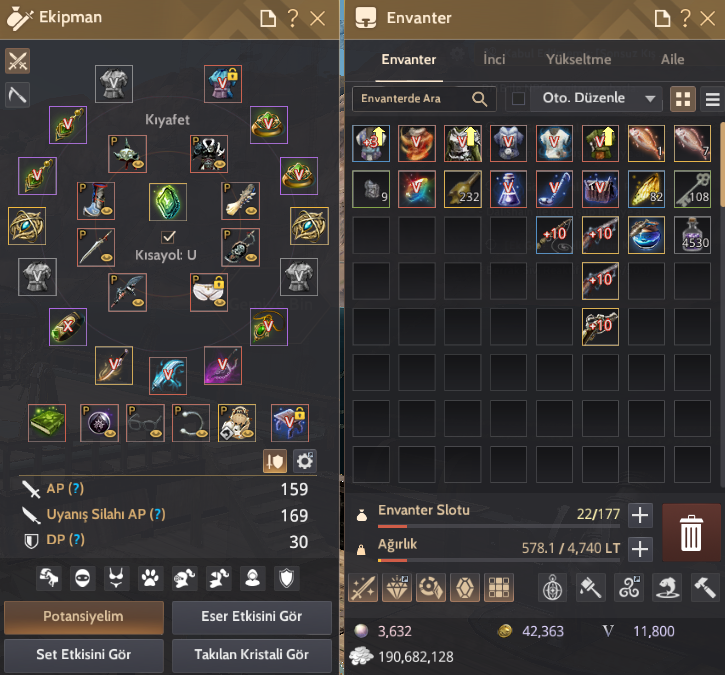 BDO Life hesabı [Dec (X) Preonne Kemer, Pen (V) Preonne takılar ve Pen Manoslar]