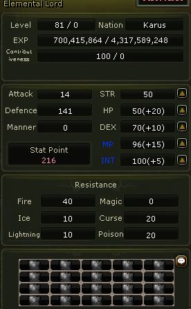 81 lvl % 16 skil stat sıfırlı karus ince mage