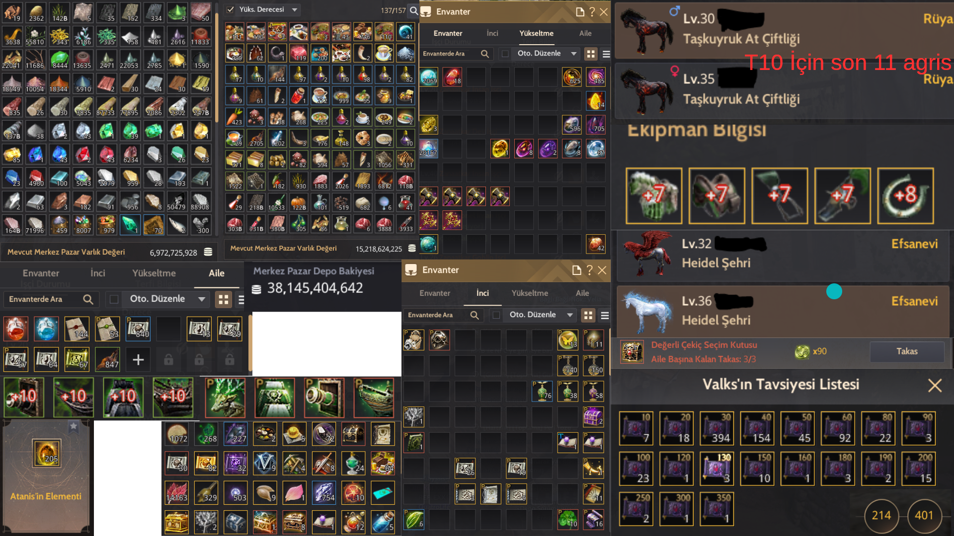 Toplam Değeri 1.3B / Yüksek Mastery Life Char / Client Hesabı / İhtiyaçtan Kelepir