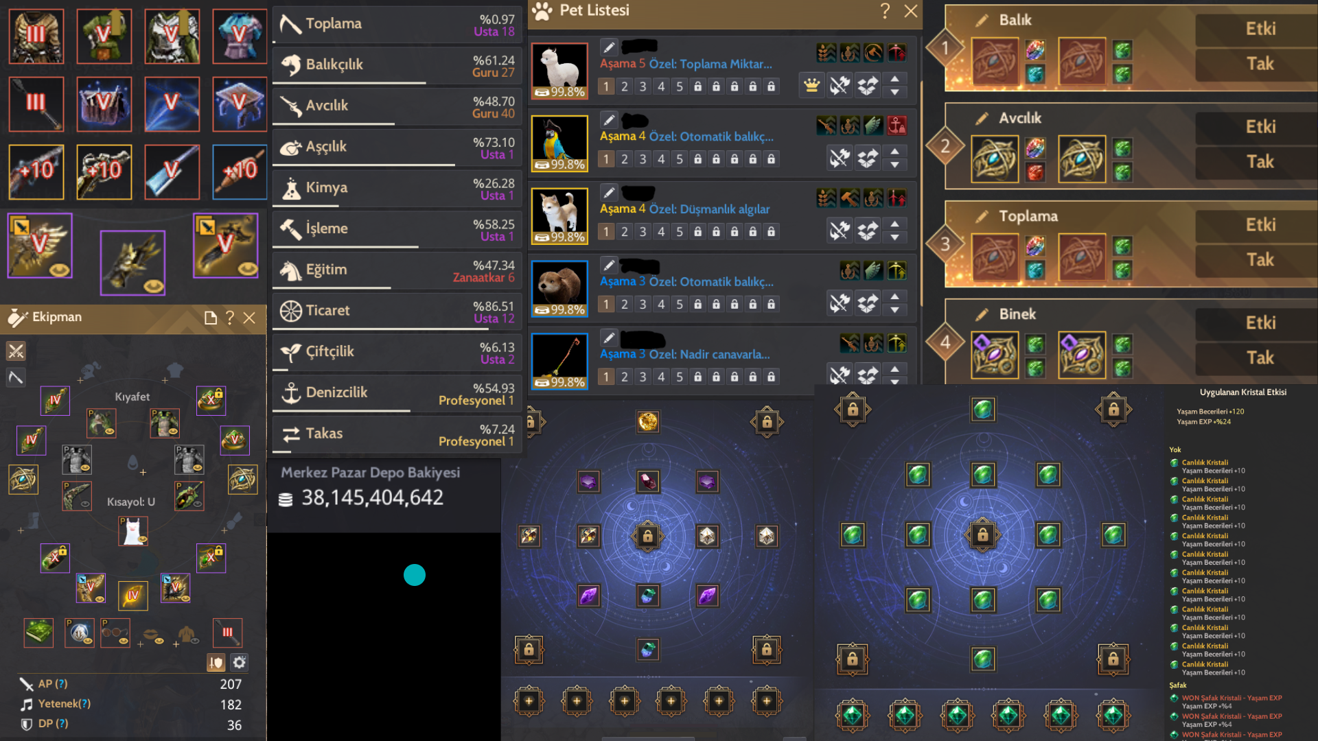 Toplam Değeri 1.3B / Yüksek Mastery Life Char / Client Hesabı / İhtiyaçtan Kelepir