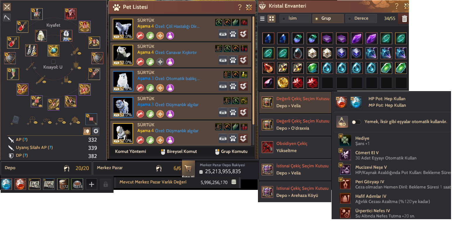 340 AP P2win itemleri var emekle kasılmış al farm at