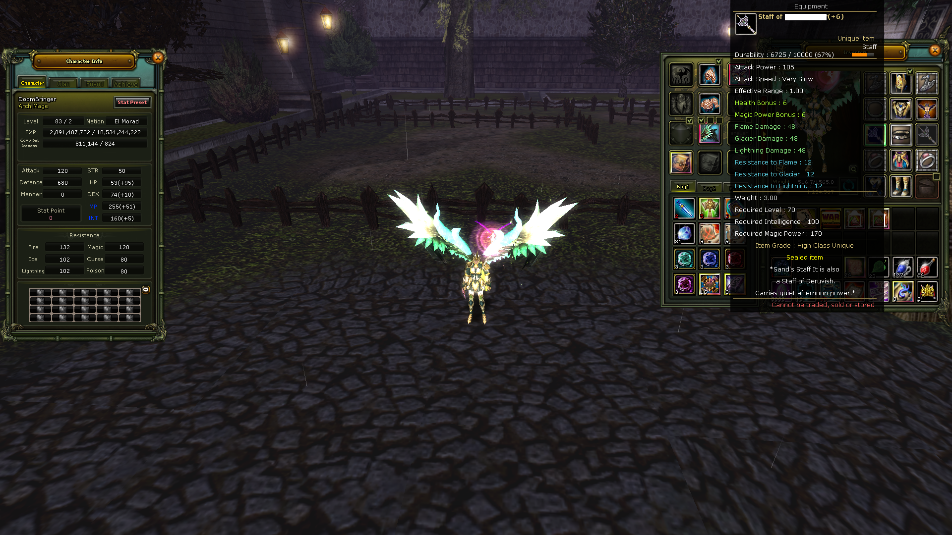 83/2 Human Mage 811k np 6 Ron's set ve 6 Quest staf